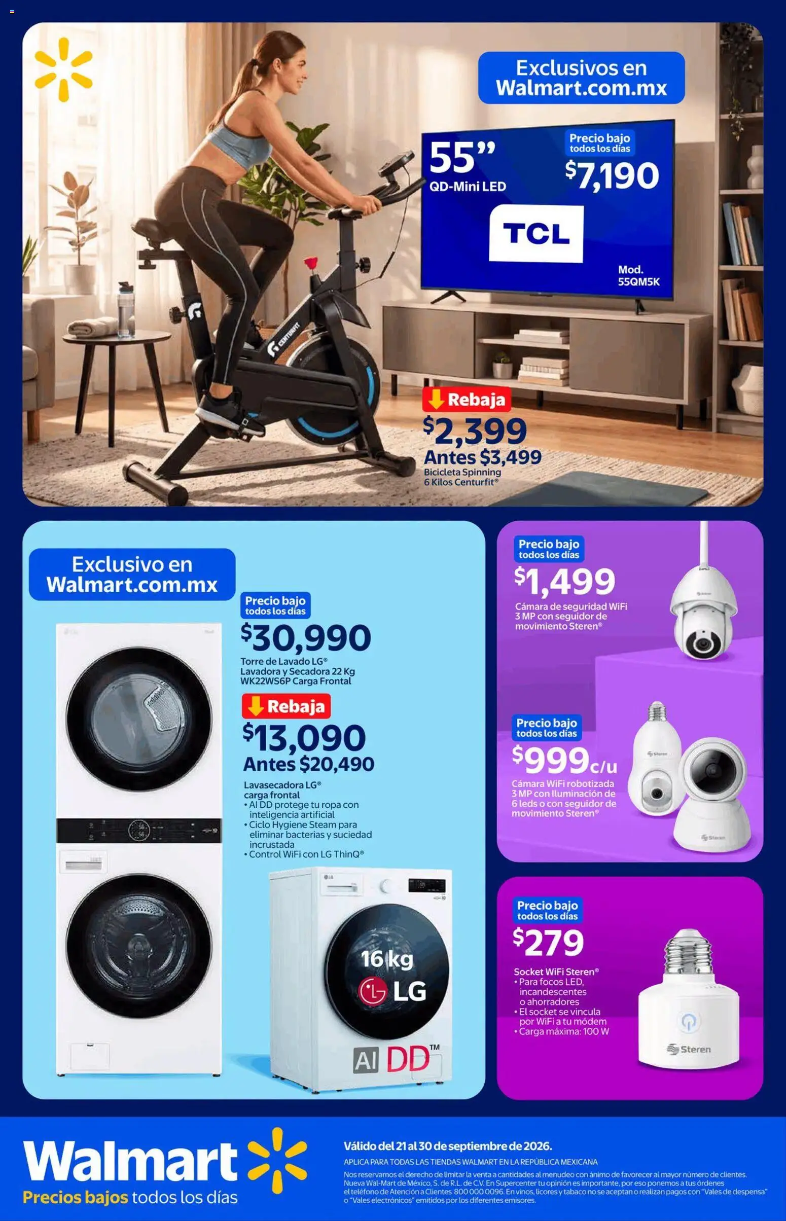 Nuevas ofertas de Walmart válidas en toda la República Mexicana desde el 21/09/2026. ¡Encuentra las mejores ofertas en Walmart folleto El siguiente nivel, empieza aquí! | Página: 9 | Productos: Secadora, Focos, Despensa, Teléfono
