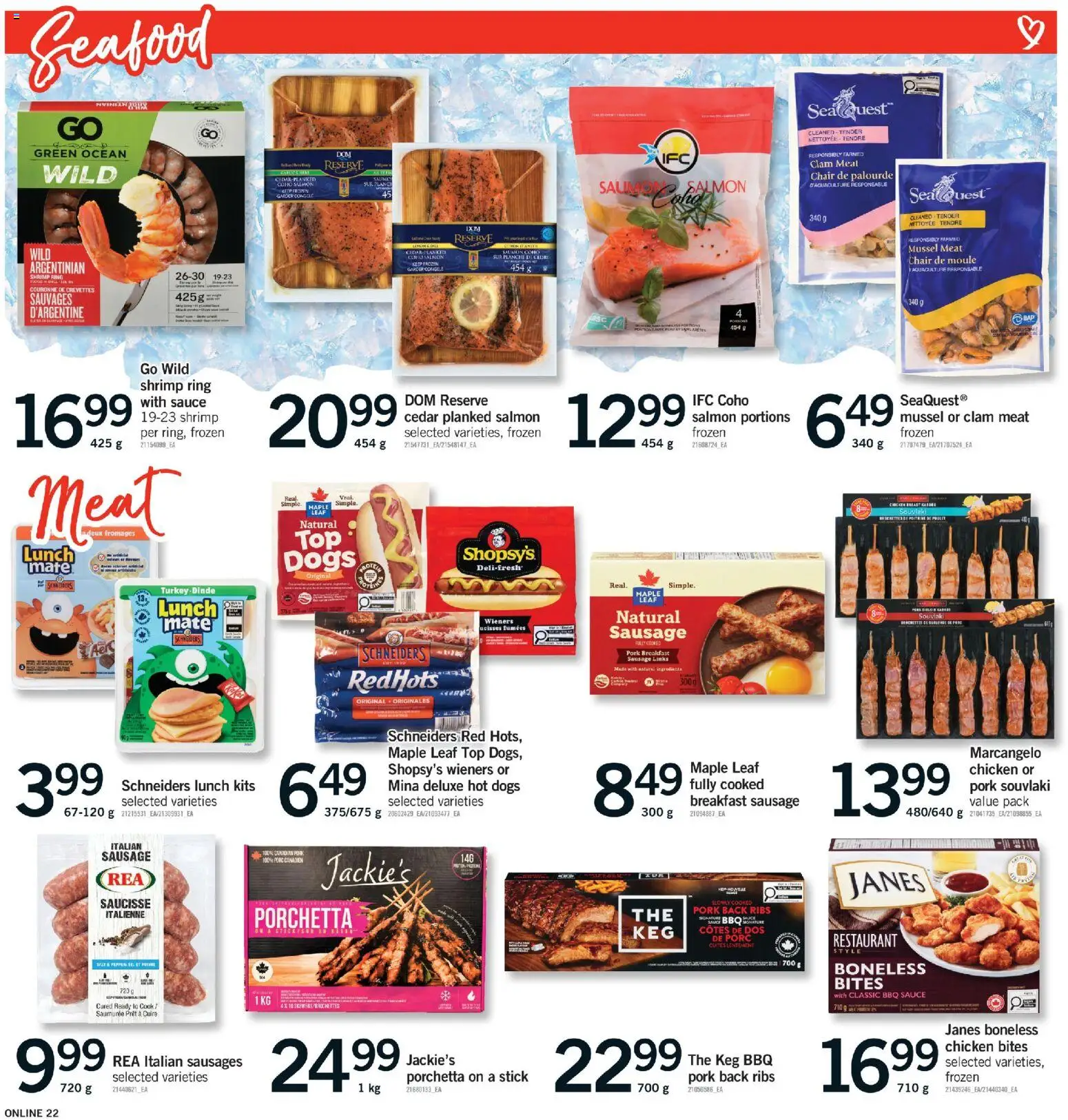 Fortinos flyer valid from Aug 13, 2026 | Page: 21 | Products: Salmon, Sausages, Shrimp, Chair
