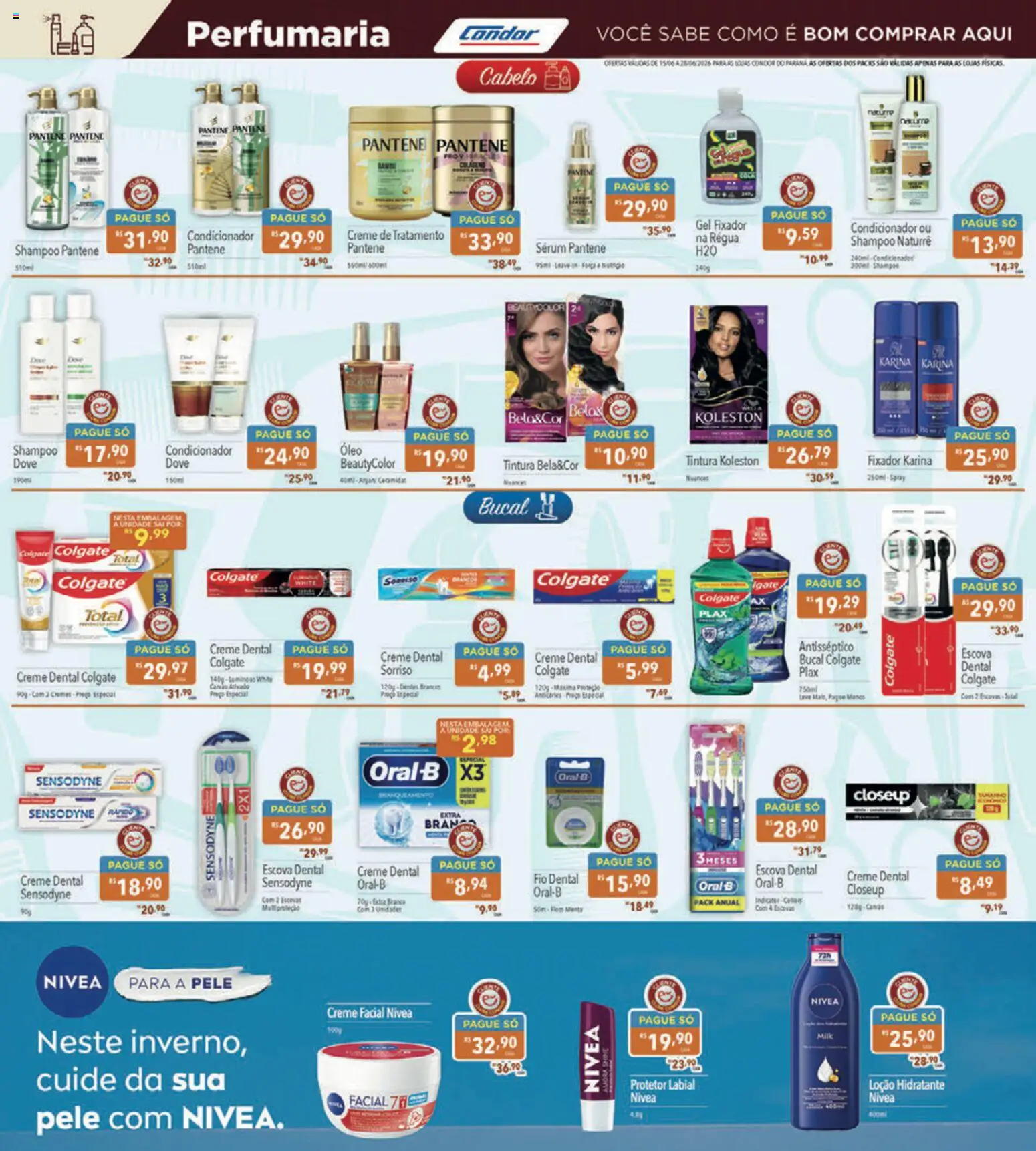 Supermercados Condor Folheto - válido de 15.06.2026 | Página: 24 | Produtos: Shampoo, Óleo, Creme, Creme dental