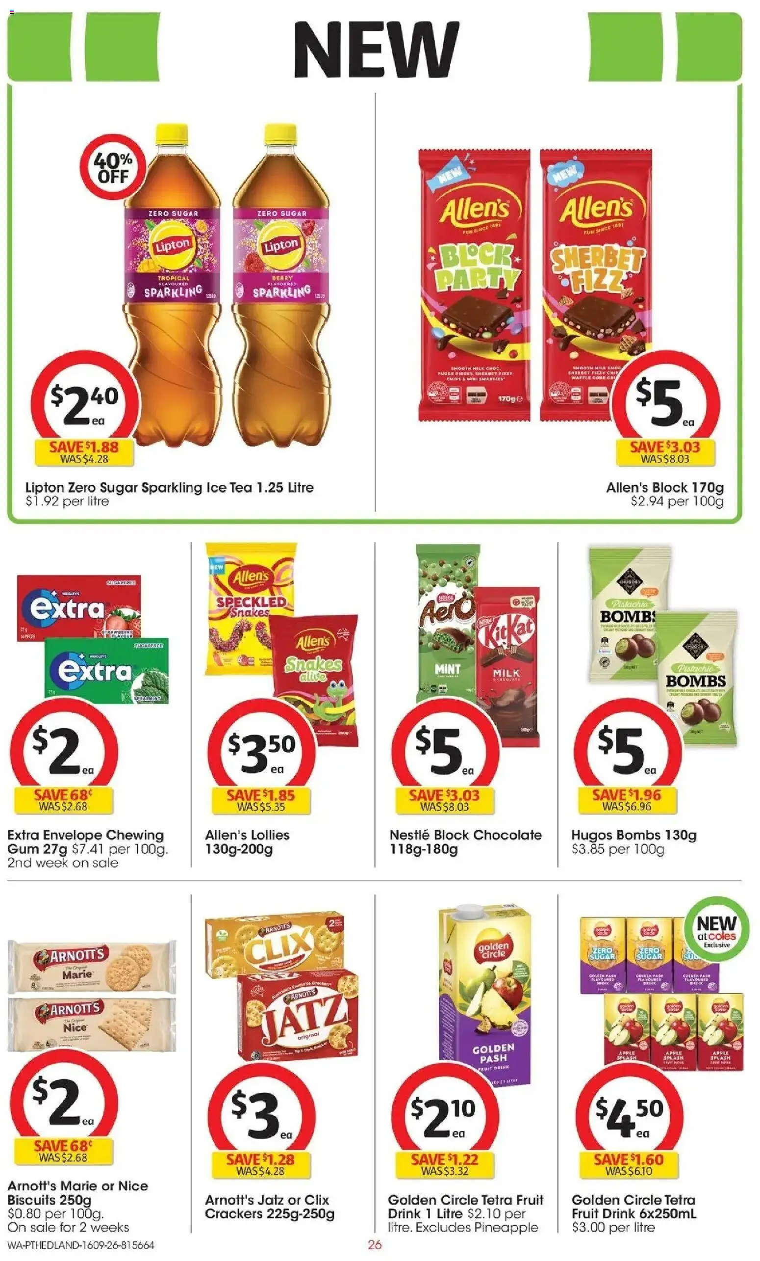 ﻿Coles catalogue valid from 16/09/2026 > Online Australia | Page: 26 | Products: Milk, Gum, Chips, Sugar