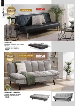 Vista previa de SOFÁ CAMA, Materiales: poliuretano, metal y madera. Medidas: Reclinado: 183 x 75 x 80 cm. Extendido: 183 x 36 x 94 cm, nuevo folleto de la tienda, válido en México a partir del 13.06.2025 | Página: 40 | Productos: Sofá, Cama