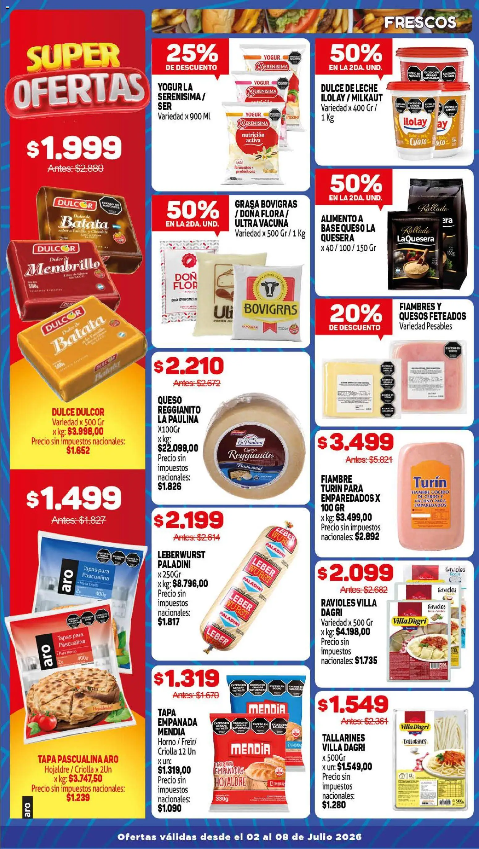 Makro ofertas │ válido desde el 02/07/2026 | Página: 3 | Productos: Batata, Dulce de leche, Leche, Queso