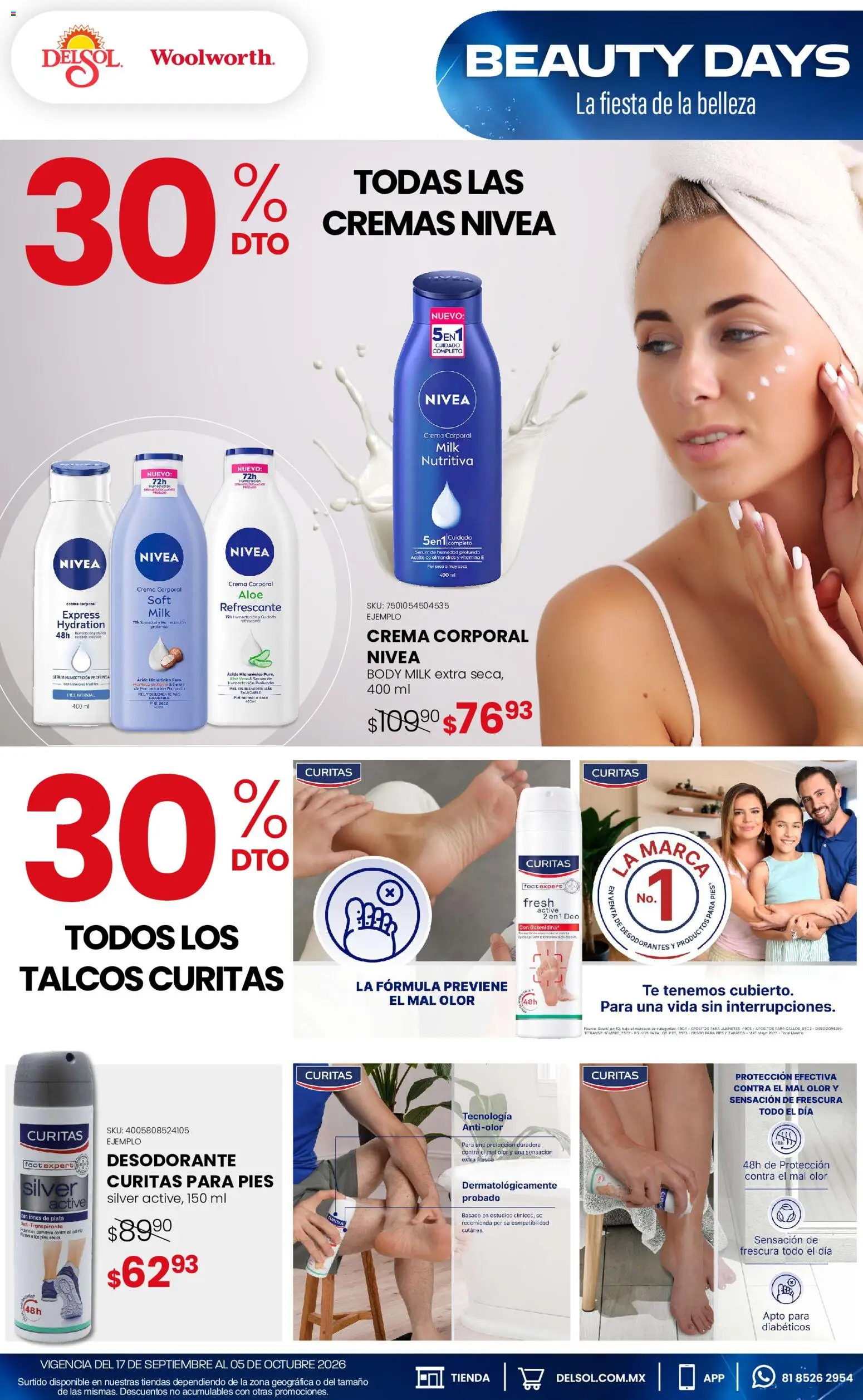 Nuevas ofertas de Del Sol y Woolworth válidas en toda la República Mexicana desde el 17/09/2026. ¡Encuentra las mejores ofertas en Del Sol y Woolworth catálogo La Fiesta de la Belleza! | Página: 4 | Productos: Almendras, Body, Té, Crema corporal