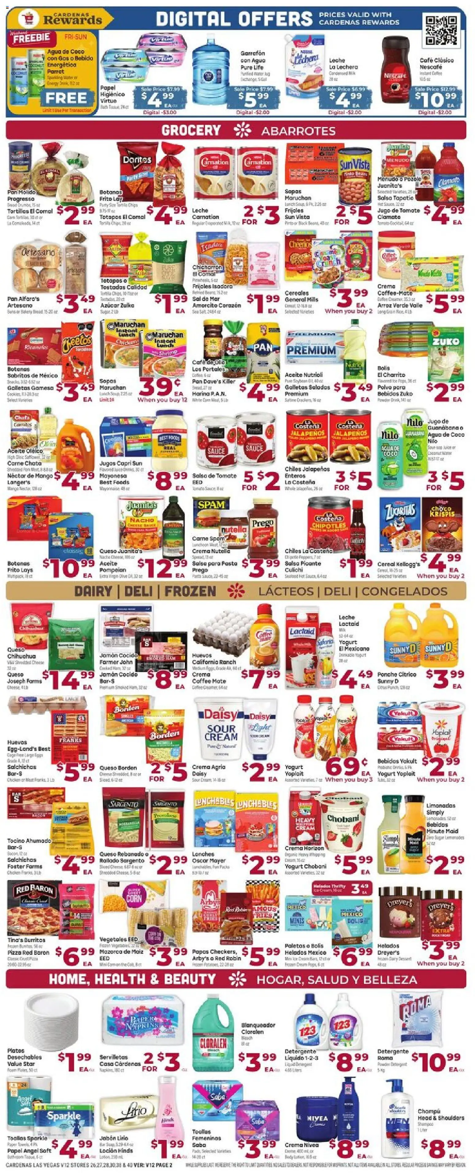 Cardenas Weekly Ad - valid from 09/09/2026 | Page: 2 | Products: Shrimp, Water, Cereal, Beans