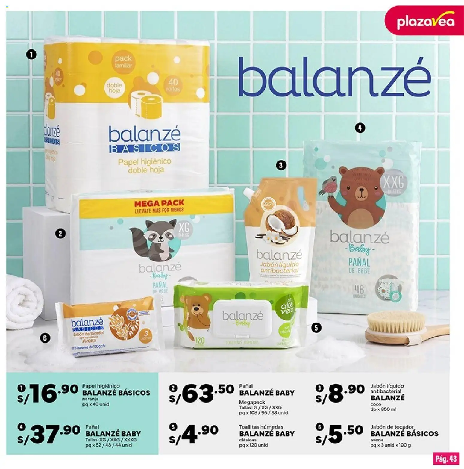 Catálogo Plaza Vea válido desde 01/09/2026 | Página: 43 | Productos: Toallitas húmedas, Avena, Hoja, Coco