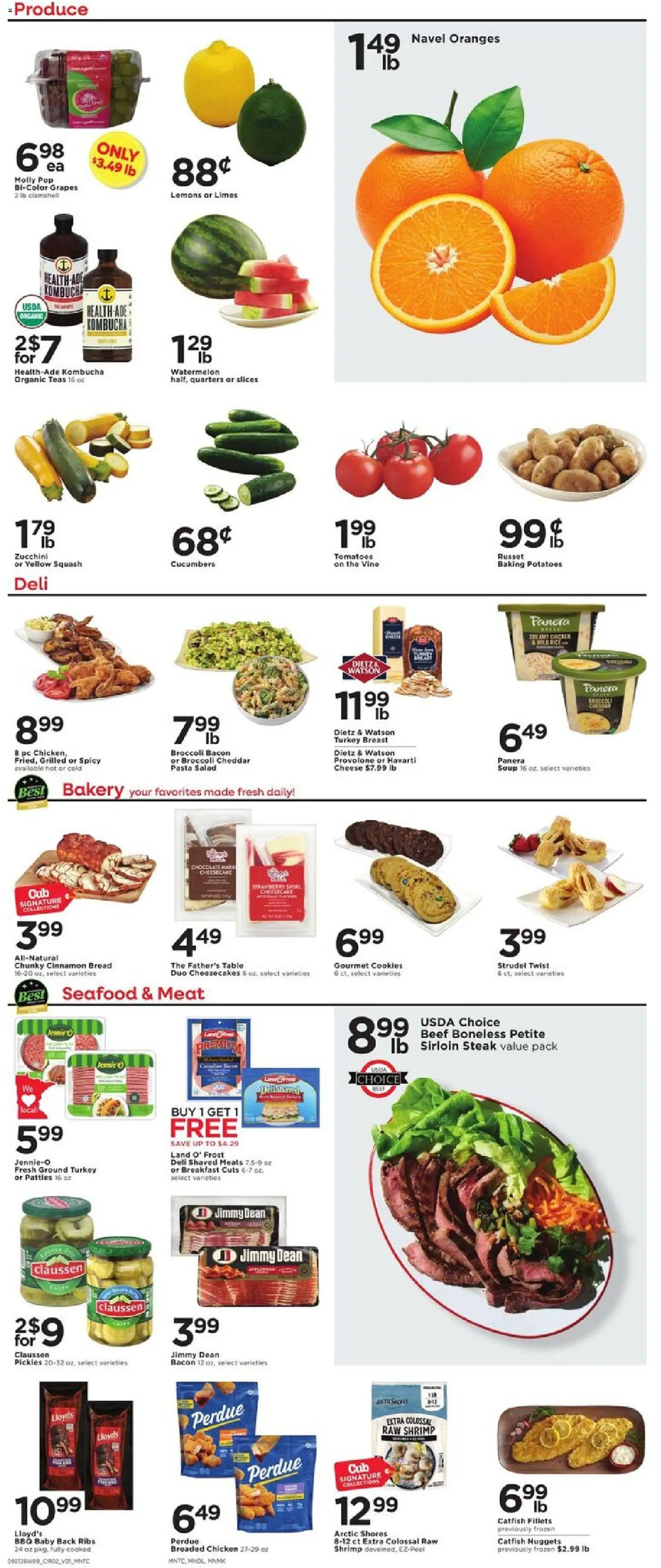 Cub Foods Weekly Ad - valid from 09/27/2026 | Page: 4 | Products: Lemons, Tomatoes, Pasta, Cheesecake