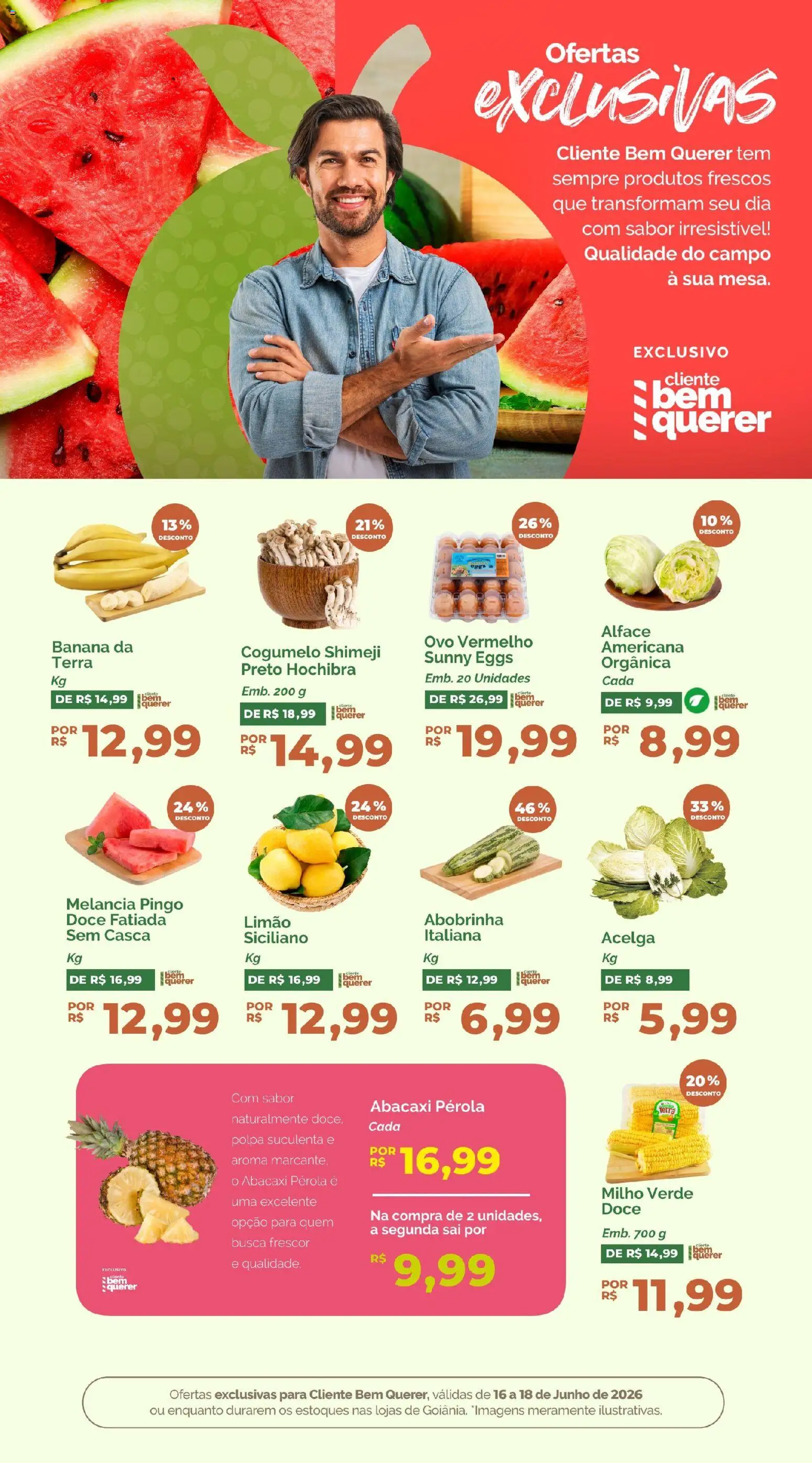 Oba Hortifruti Folheto - válido de 16.06.2026 | Página: 4 | Produtos: Abobrinha, Cogumelo, Abacaxi, Alface