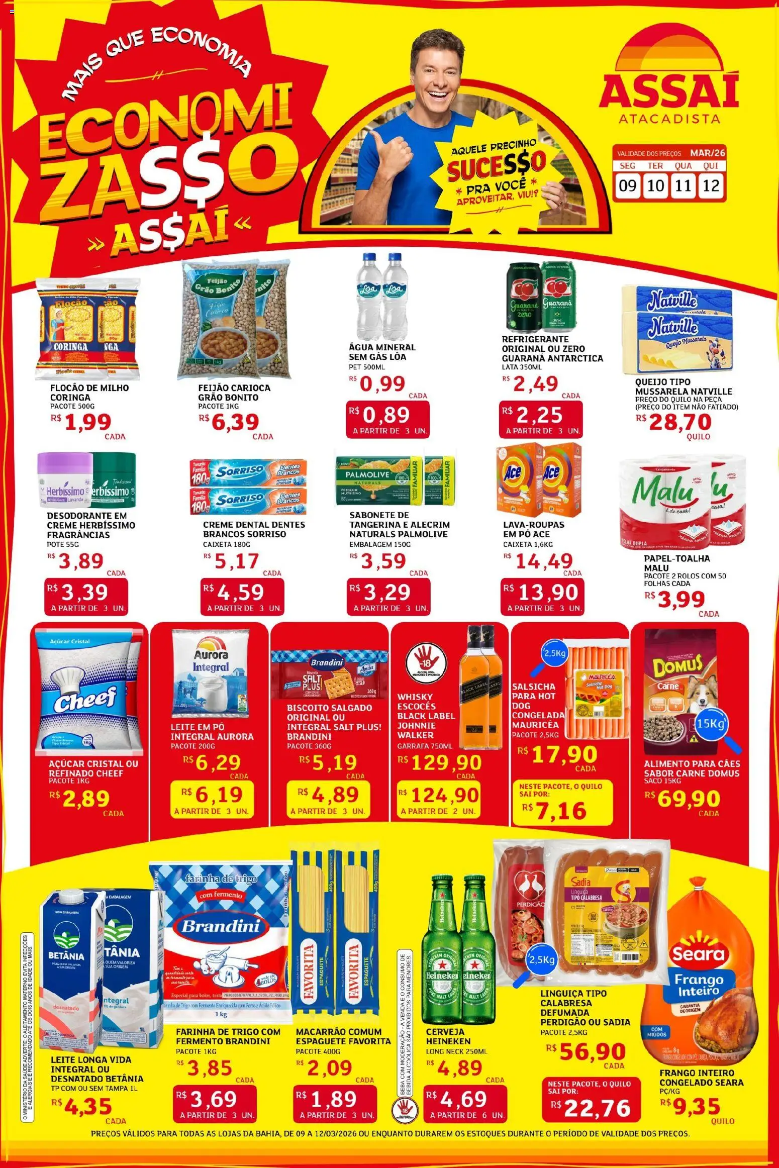 Assaí Atacadista Folheto - válido de 09.03.2026 | Página: 1 | Produtos: Guaraná, Carne, Heineken, Água mineral