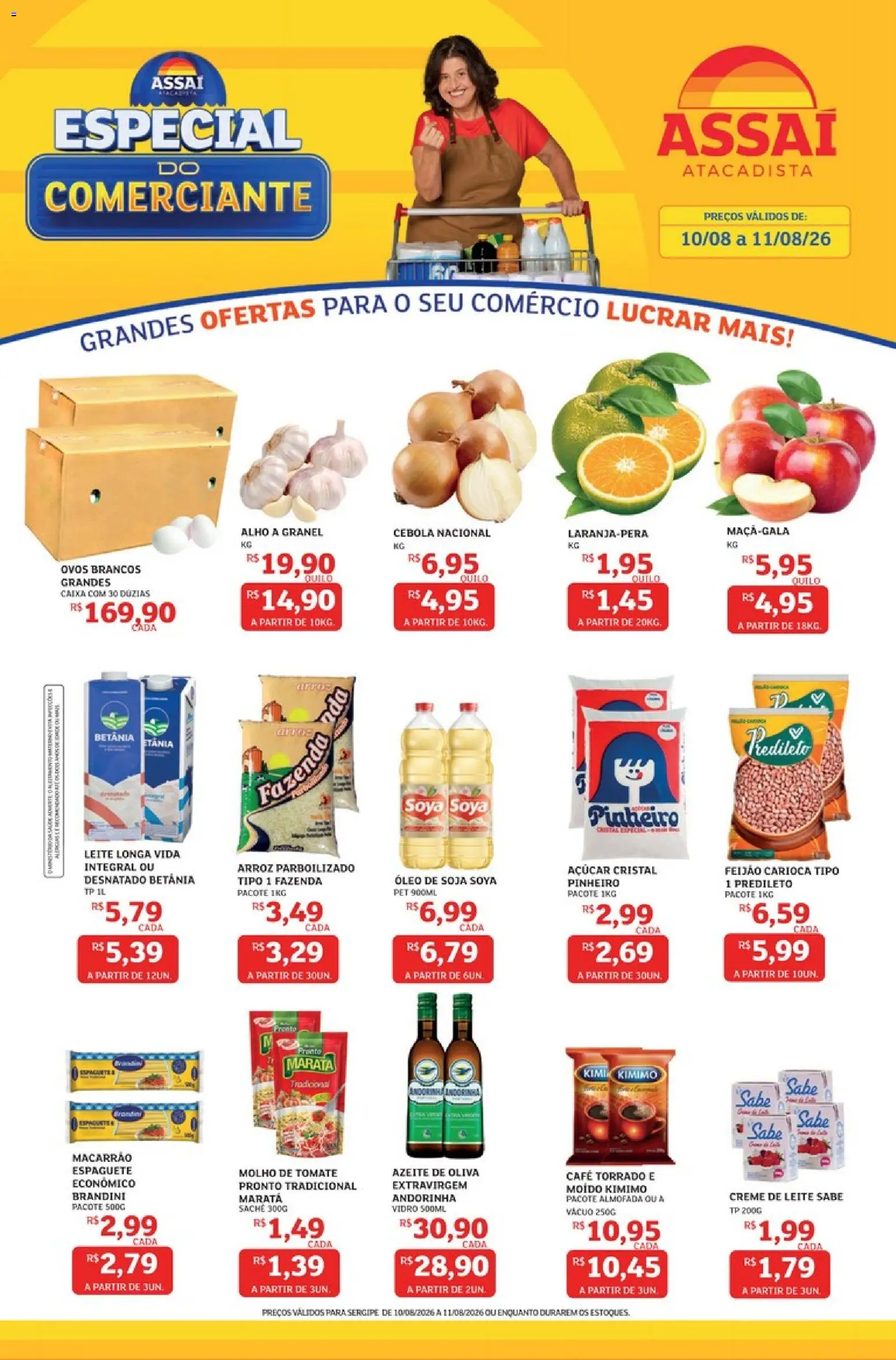 Assaí Atacadista Folheto - válido de 10/08/2026 | Página: 1 | Produtos: Feijão, Leite, Ovos, Creme de leite