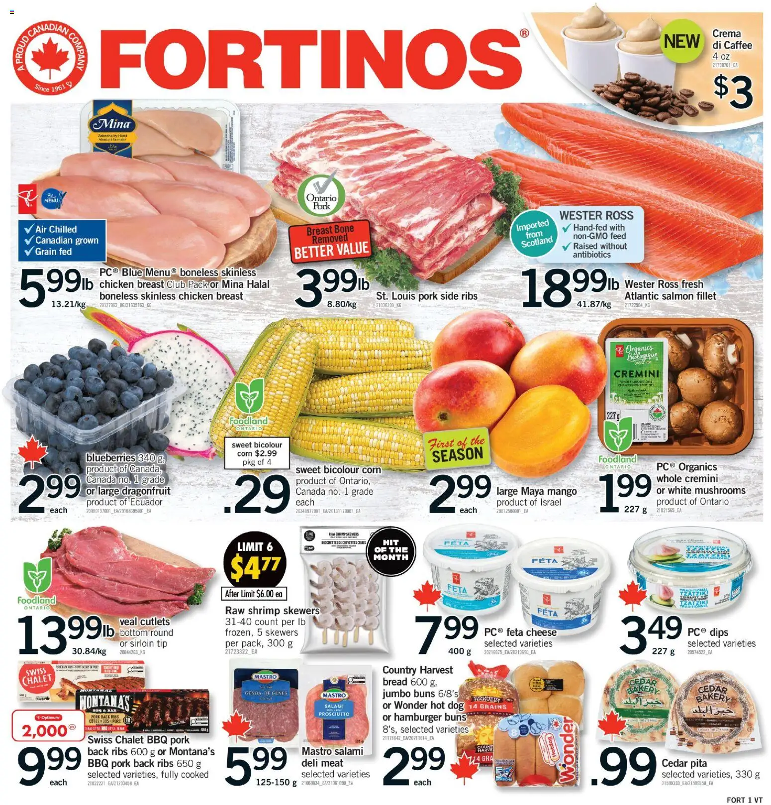 Fortinos flyer valid from Jul 16, 2026 | Page: 1 | Products: Veal, Salmon, Salmon fillet, Chicken breast
