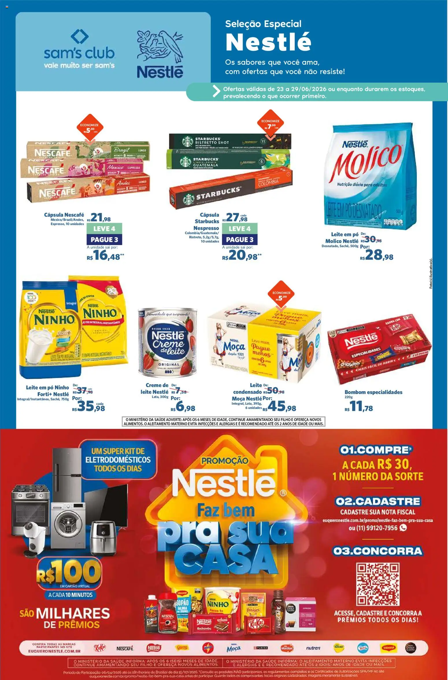 Sam's Club Folheto - válido de 23/06/2026 | Página: 1 | Produtos: Leite, Eletrodomésticos, Mucilon, Leite em pó