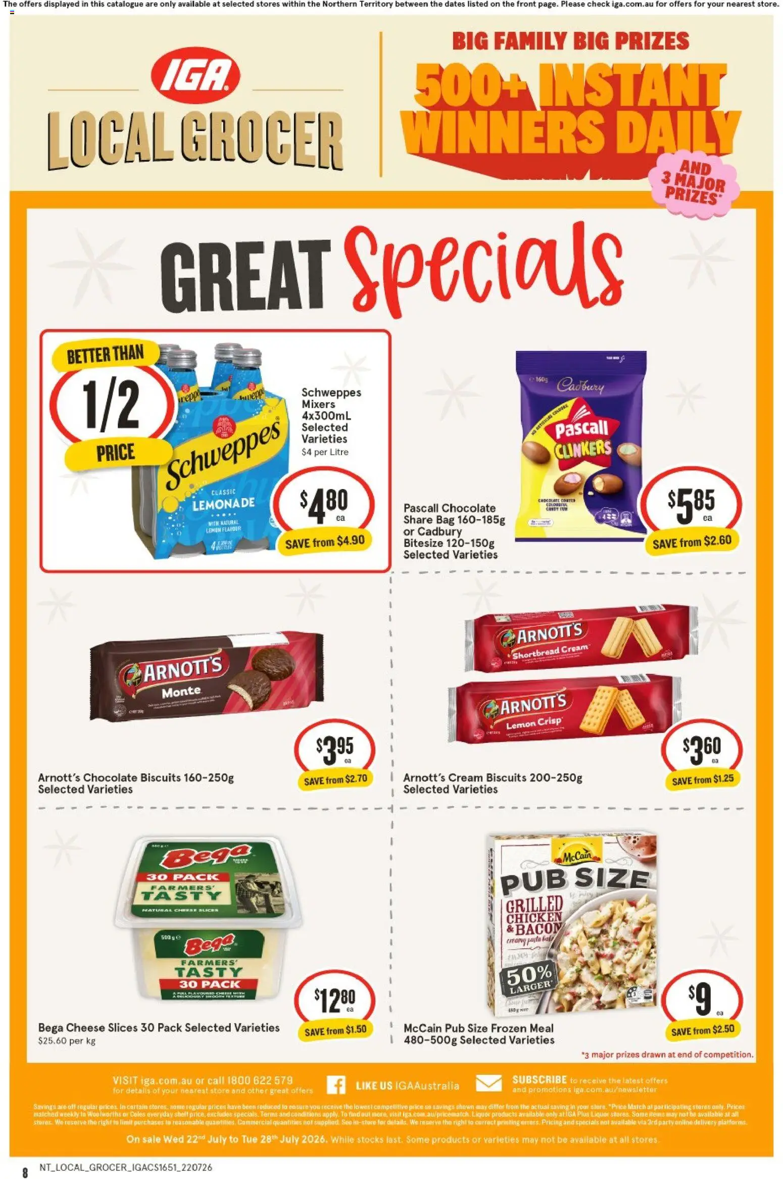 IGA catalogue - valid from 22/07/2026 | Page: 2 | Products: Cheese, Chocolate, Biscuits, Lemon