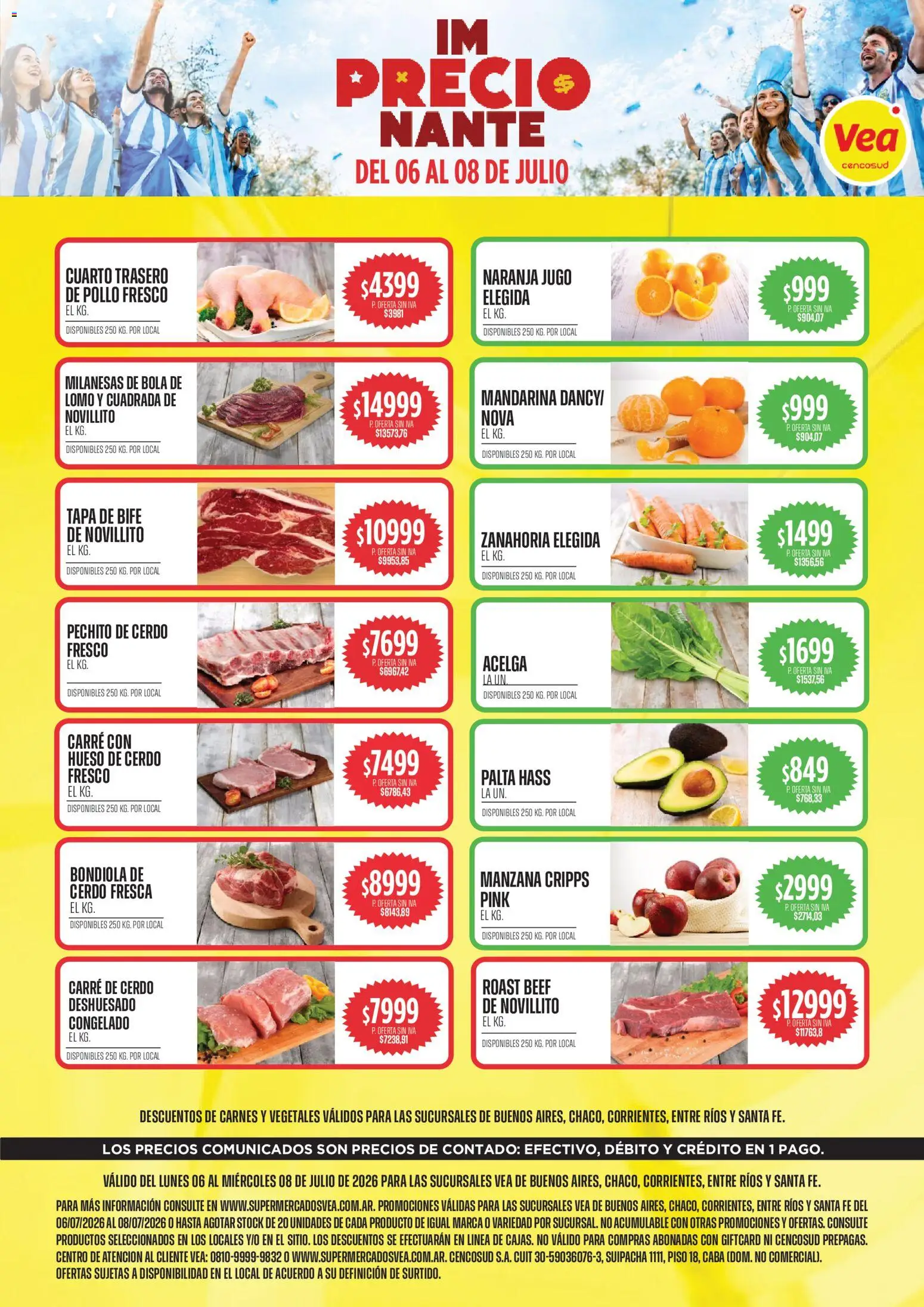 Vea - Volante Semanal | BA y Nea │ válido desde el 06/07/2026 | Página: 1 | Productos: Palta, Jugo, Cerdo, Zanahoria