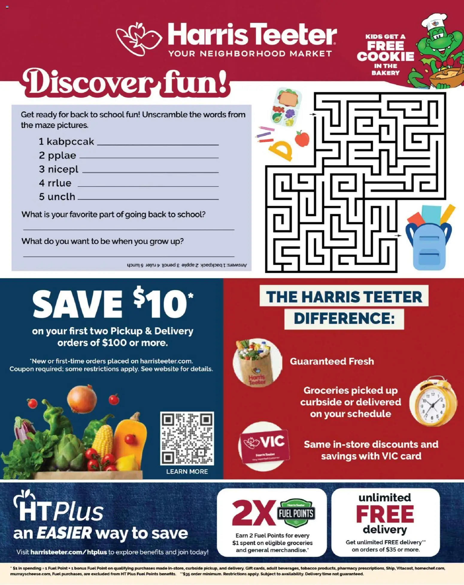 Harris Teeter Monthly Ad - valid from 07/15/2026 | Page: 20 | Products: Bakery, Pencil, Backpack