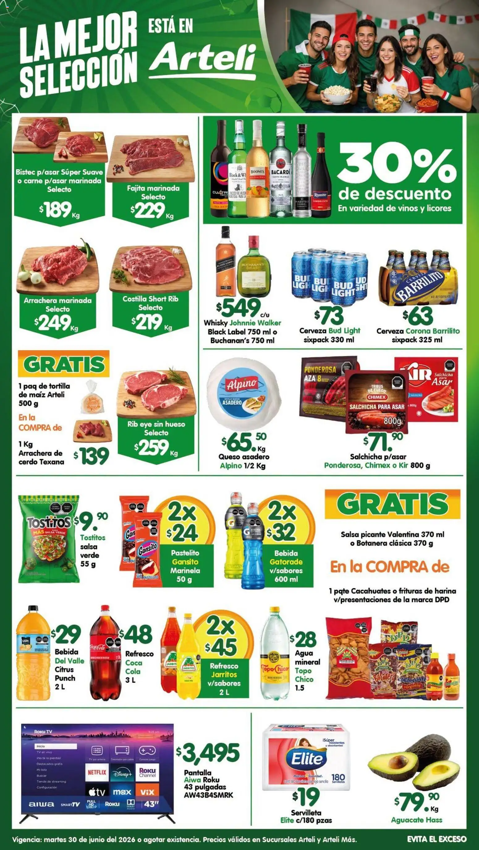 Nuevas ofertas de Arteli válidas en toda la República Mexicana desde el 30/06/2026. ¡Encuentra las mejores ofertas en Arteli folleto Carnes & Cortes! | Página: 1 | Productos: Harina, Queso, Cerdo, Short