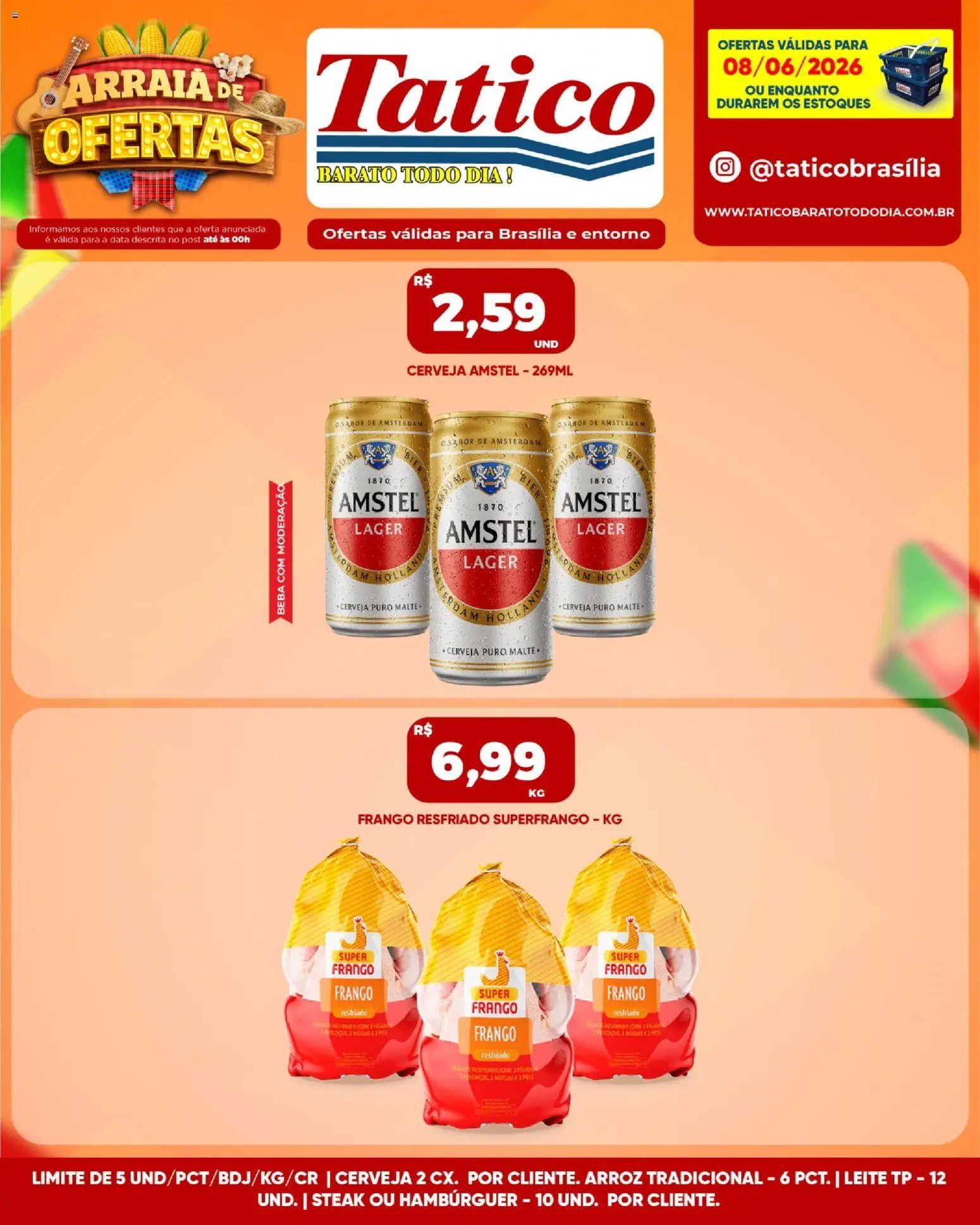 Tatico Folheto - válido de 08.06.2026 | Página: 2 | Produtos: Leite, Cerveja, Hambúrguer, Frango