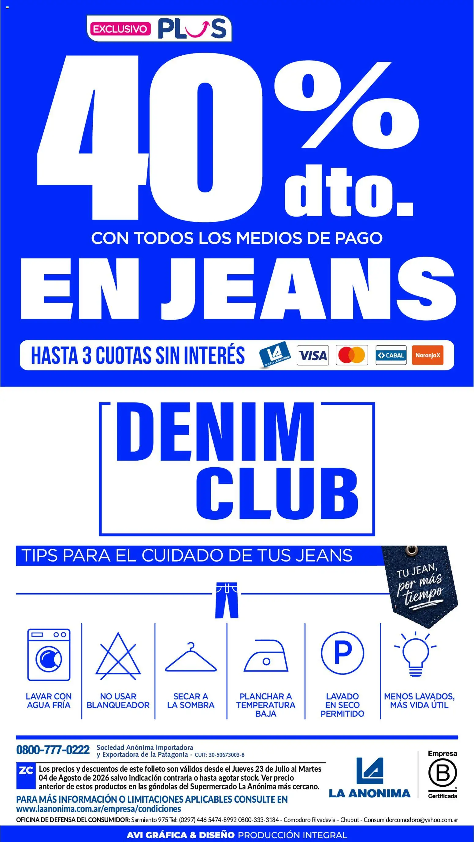 La Anonima Especial Jeans │ válido desde el 23/07/2026 | Página: 11 | Productos: Planchar, Sombra, Agua