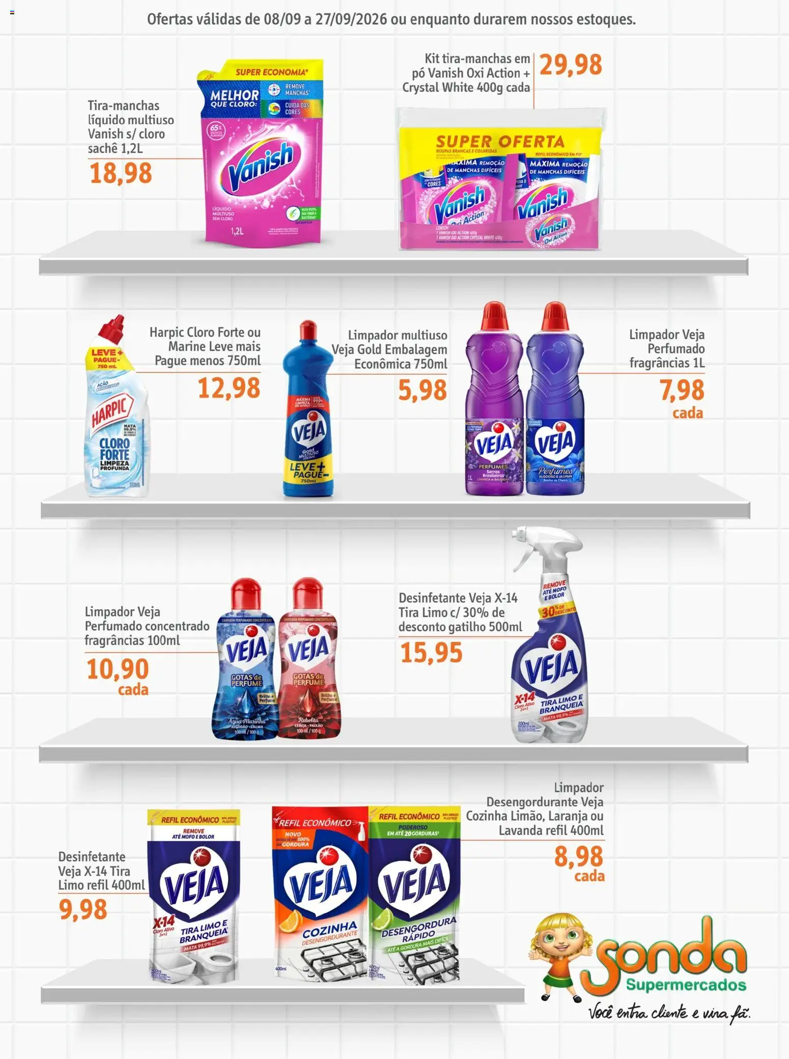 Sonda Folheto - válido de 08/09/2026 | Página: 3 | Produtos: Perfume, Roupas, Vanish, Desinfetante