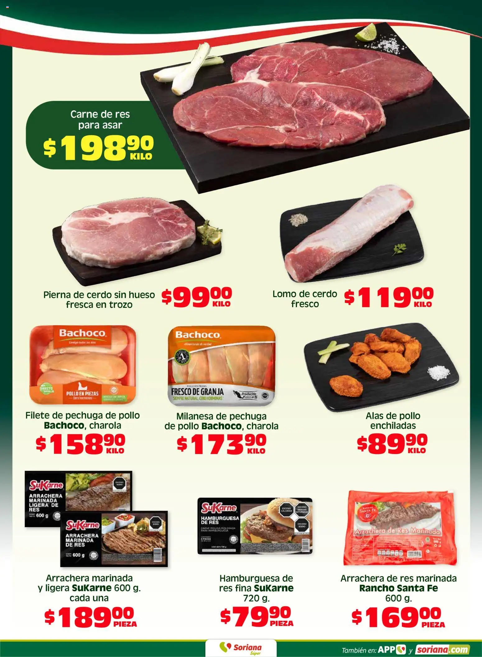 Nuevas ofertas de Soriana válidas en toda la República Mexicana desde el 08.05.2026. ¡Encuentra las mejores ofertas en Soriana Fin de Semana Súper: Ags, Nay, Jal, Qro, Col, Mich, Gto, Hgo, Tlax, Mor, Pue, Gro, Oax, Edo. de Mex, Valle de México, Za! | Página: 4 | Productos: Pollo, Milanesa, Cerdo, Res