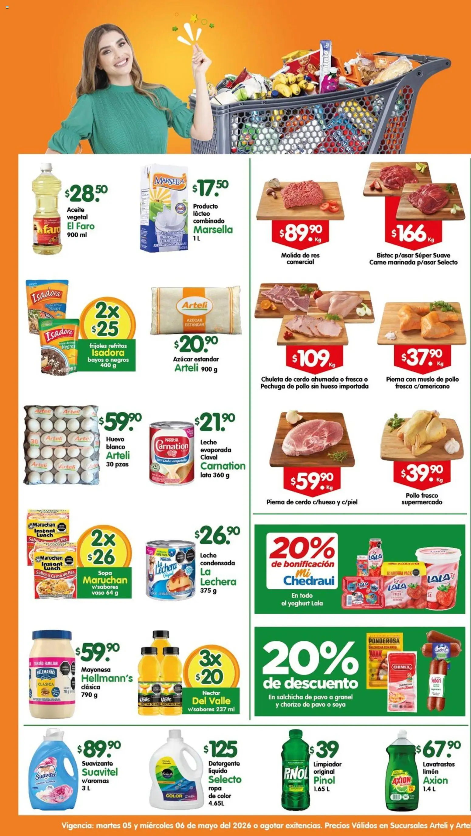 Nuevas ofertas de Arteli válidas en toda la República Mexicana desde el 05.05.2026. ¡Encuentra las mejores ofertas en Arteli folleto Tuxpan! | Página: 1 | Productos: Azúcar, Mayonesa, Suavizante, Limpiador