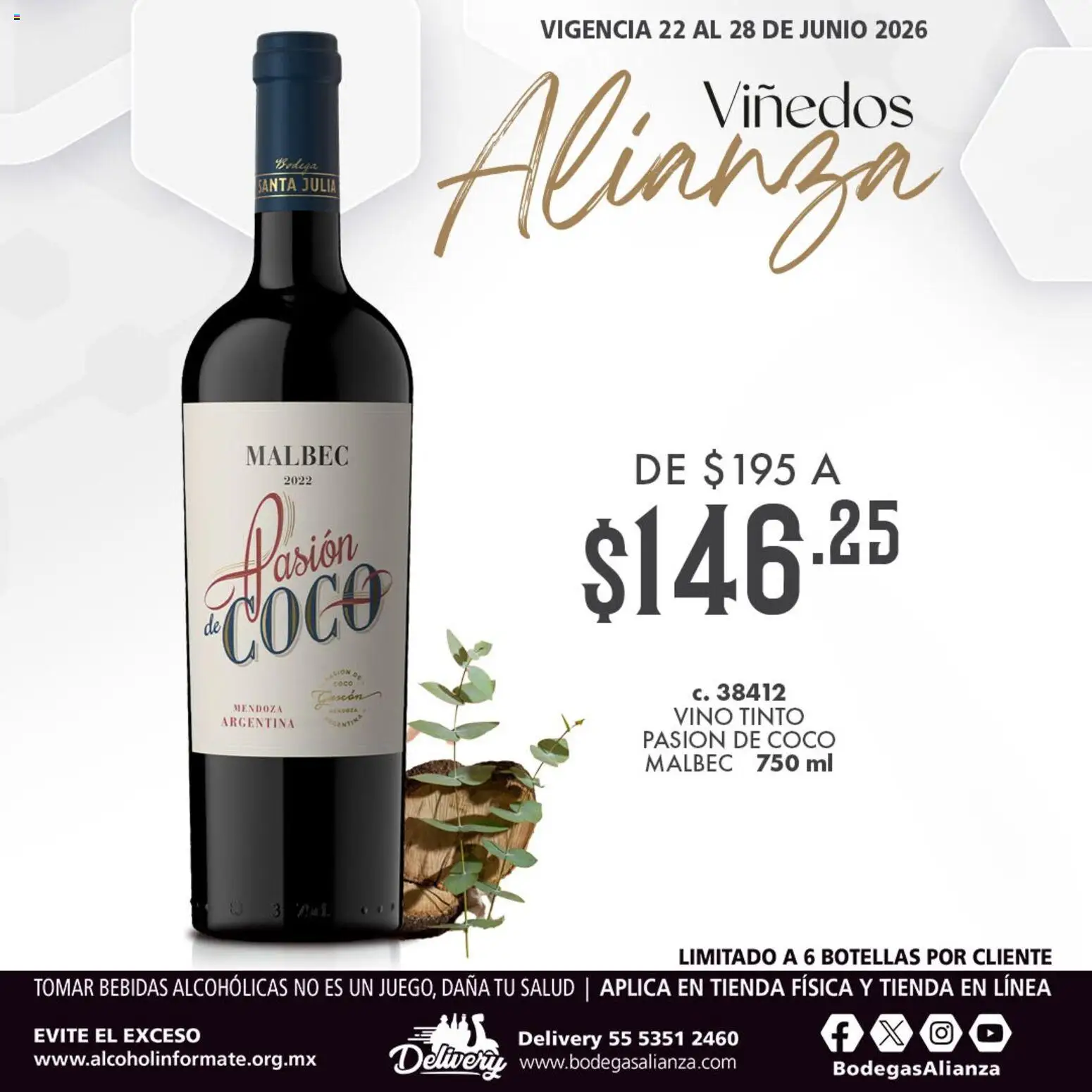 Nuevas ofertas de Bodegas Alianza válidas en toda la República Mexicana desde el 22/06/2026. ¡Encuentra las mejores ofertas en Bodegas Alianza catálogo Viñedos Alianza! | Página: 1 | Productos: Vino