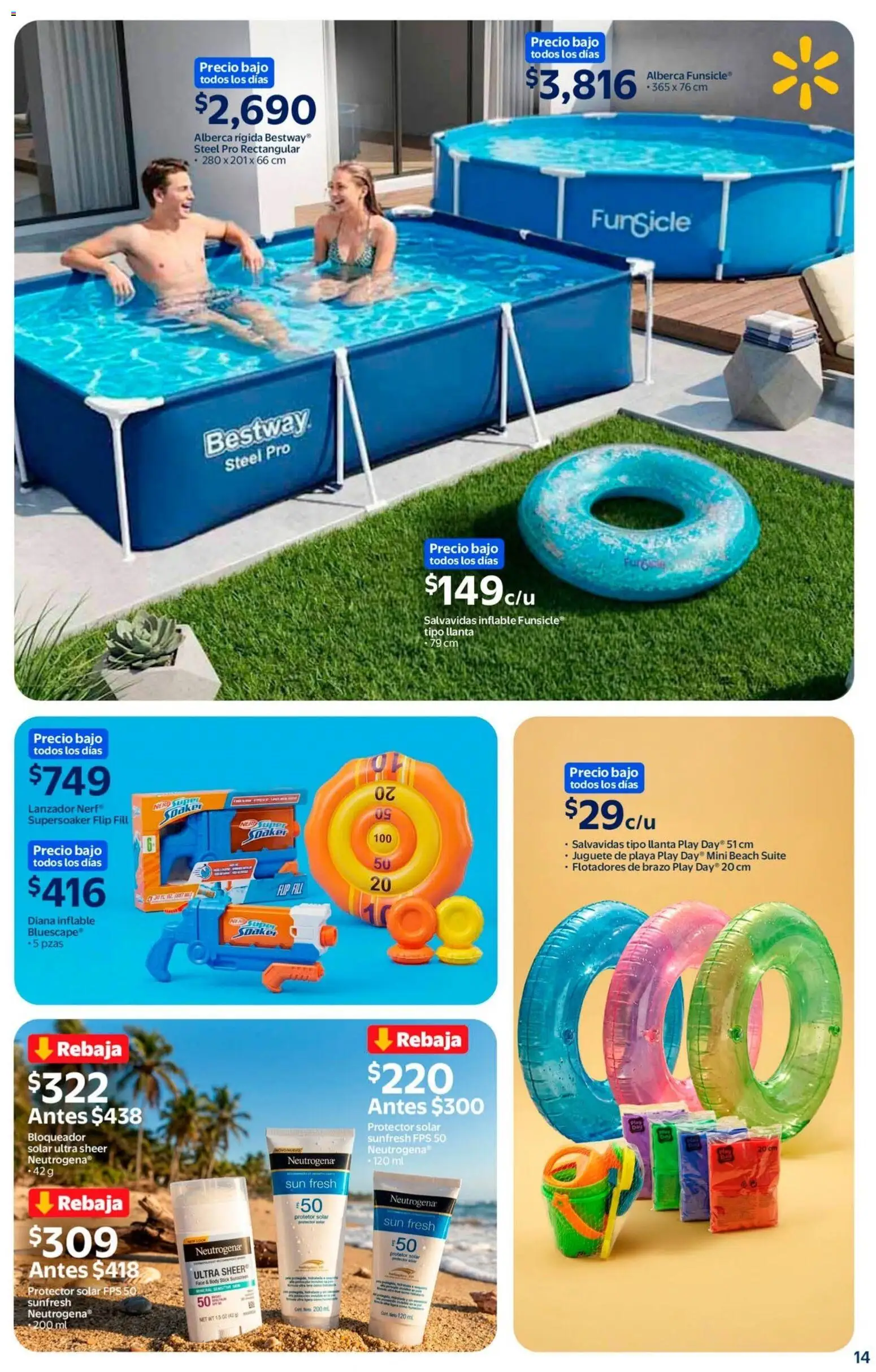Nuevas ofertas de Walmart válidas en toda la República Mexicana desde el 08.06.2026. ¡Encuentra las mejores ofertas en Walmart folleto Toy Story! | Página: 14 | Productos: Bloqueador, Body, Protector solar