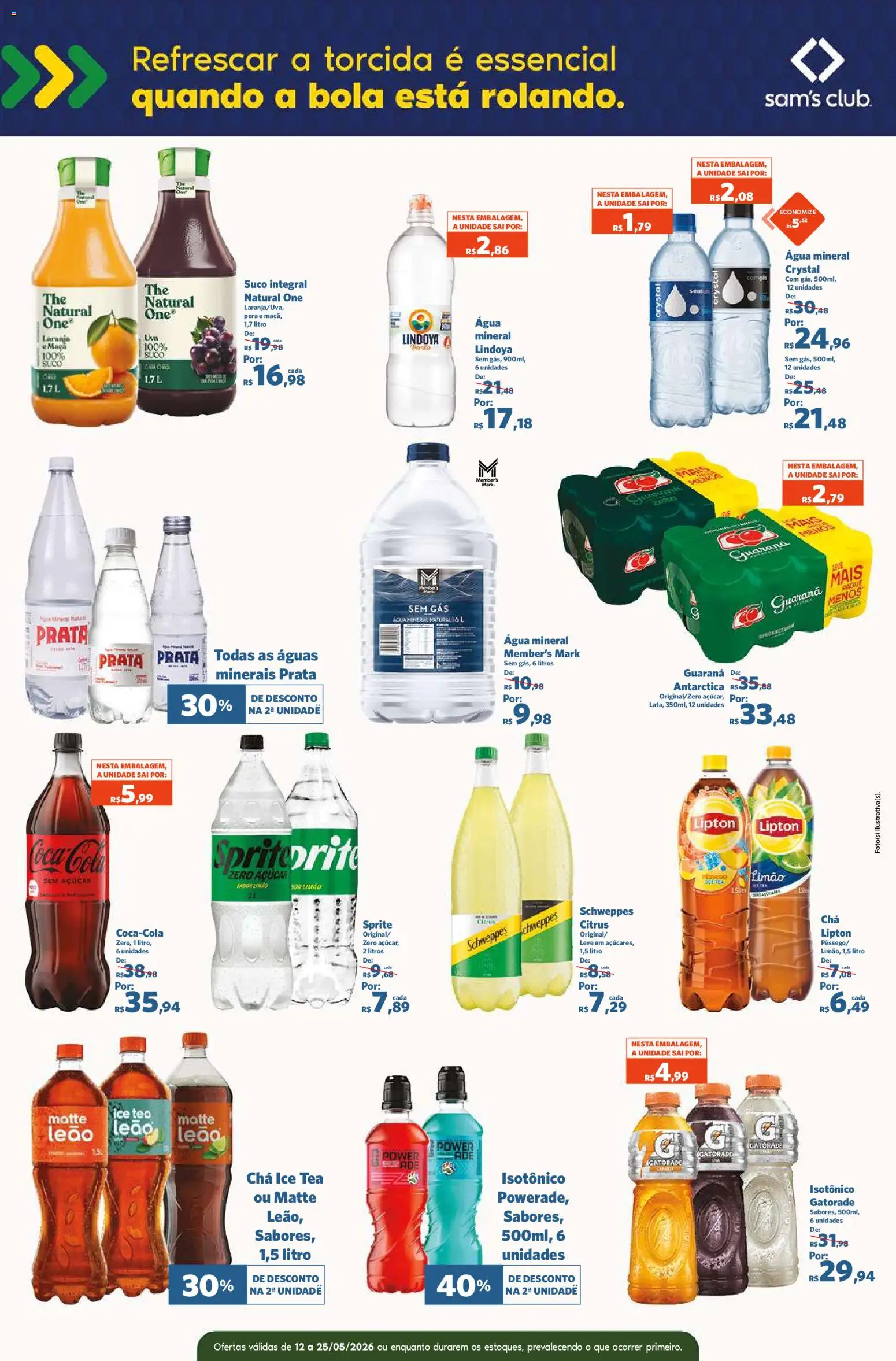 Sam's Club Folheto - válido de 12.05.2026 | Página: 11 | Produtos: Pera, Gatorade, Chá, Água mineral