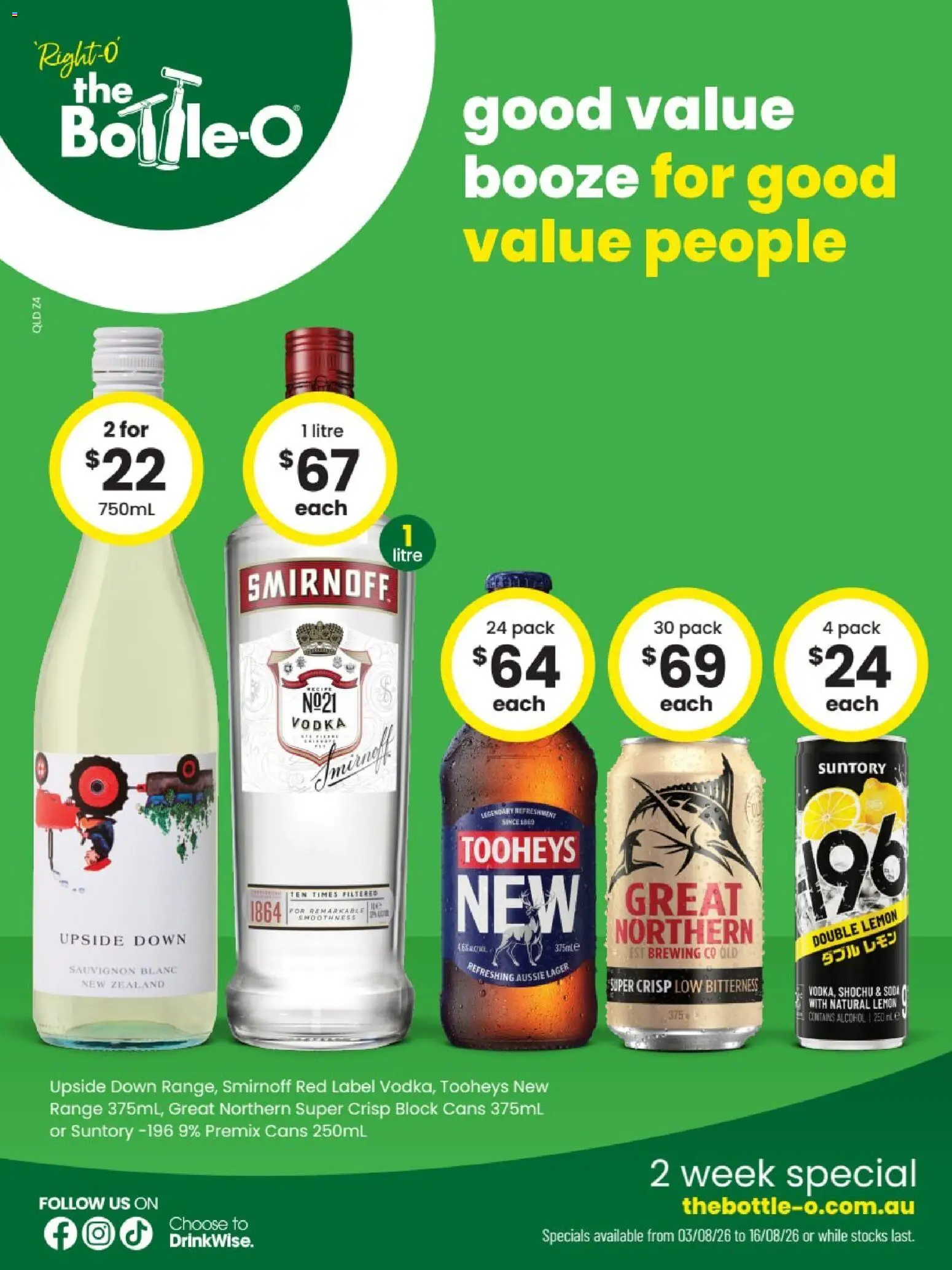 The Bottle-O catalogue - valid from 03/08/2026 | Page: 1 | Products: Vodka, Lemon