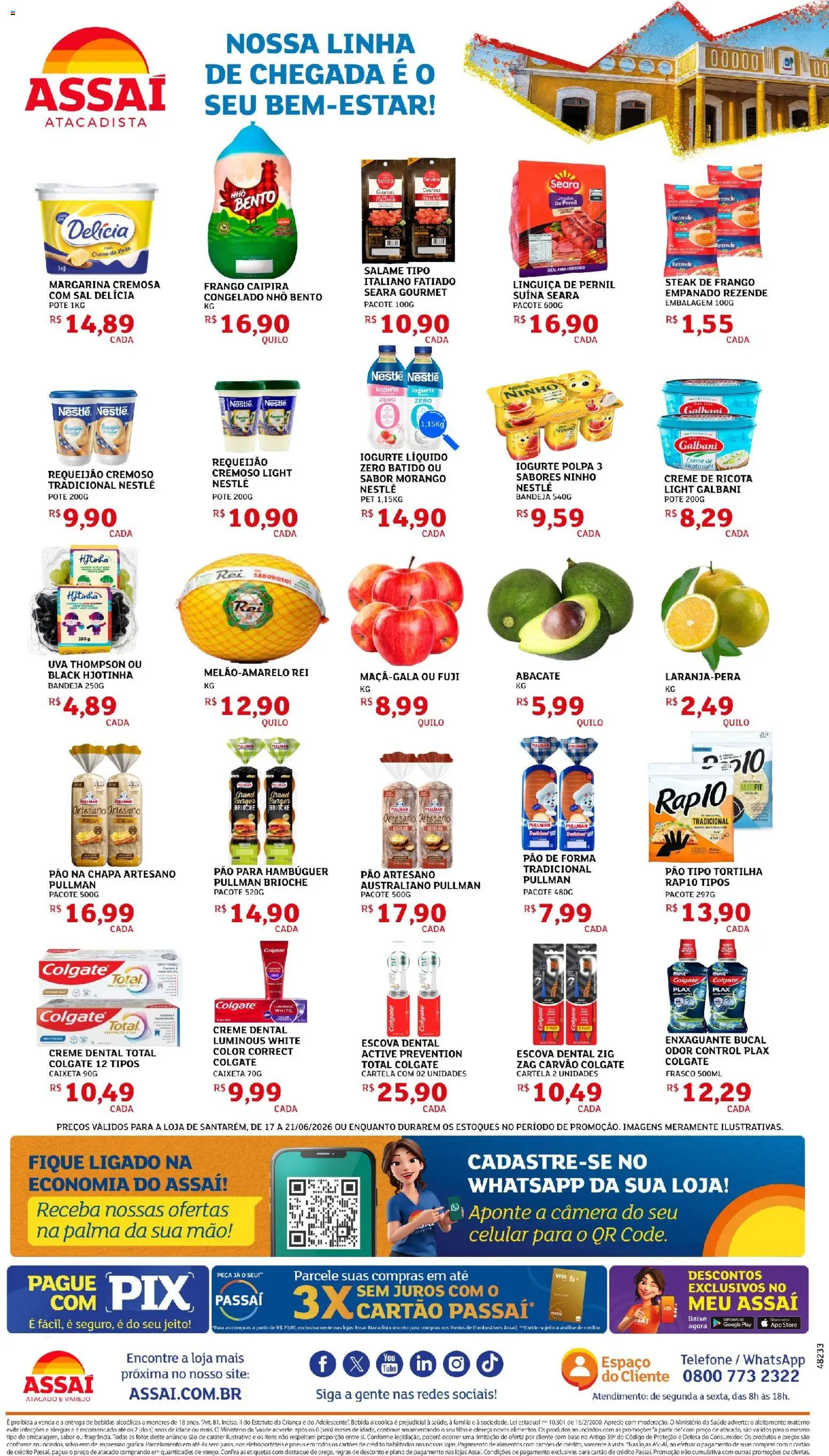 Assaí Atacadista Folheto - válido de 17.06.2026 | Página: 2 | Produtos: Linguiça, Pão, Bandeja, Creme de leite