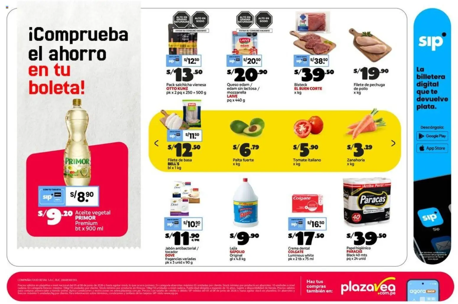 Catálogo Plaza Vea válido desde 05.06.2026 | Página: 2 | Productos: Queso, Aceite, Té, Zanahoria