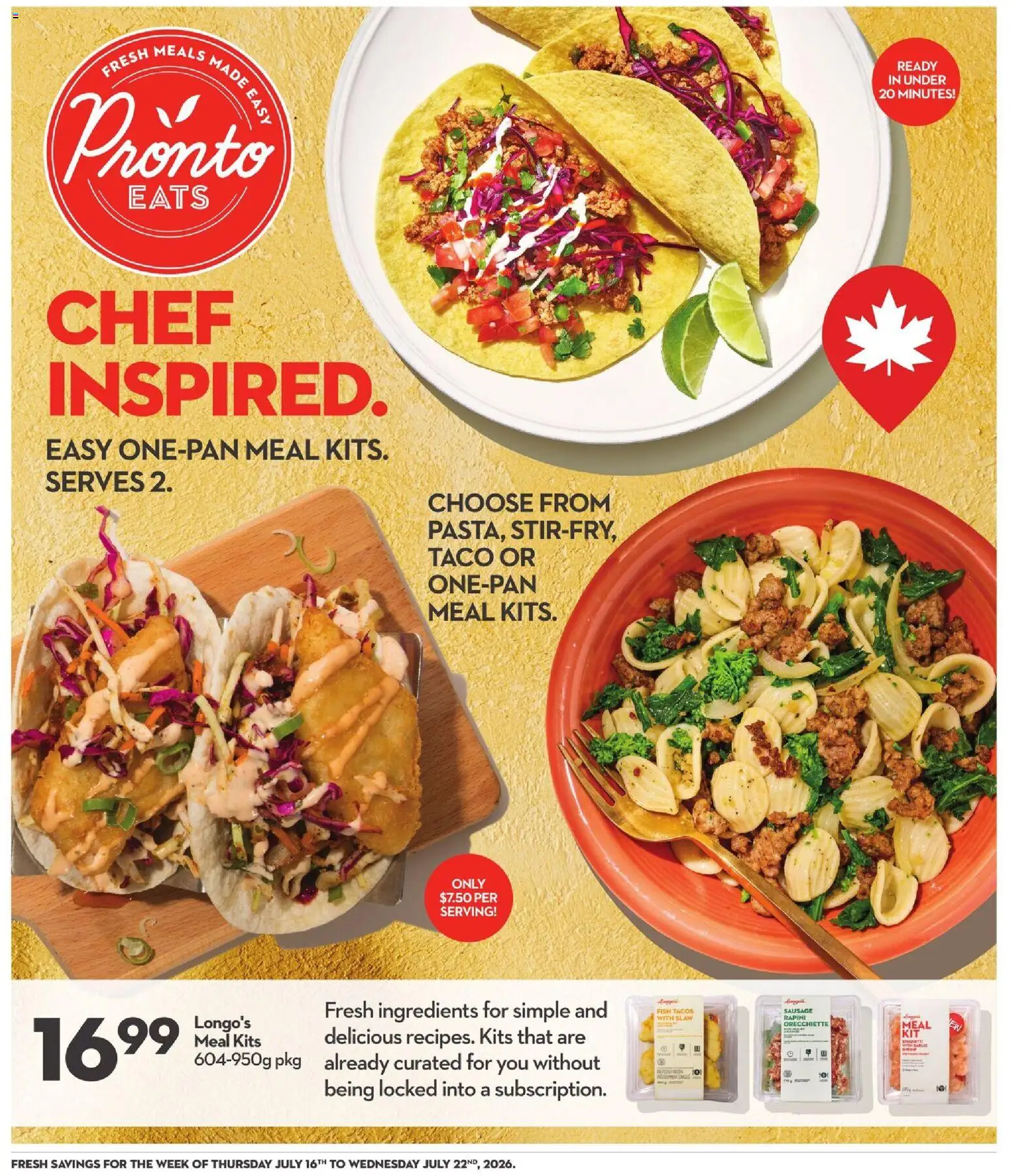 Longo's flyer valid from Jul 16, 2026 | Page: 16 | Products: Fish, Sausage, Ingredients