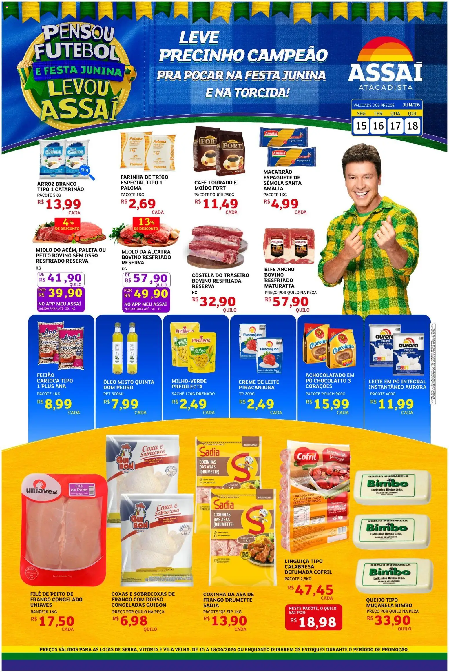 Assaí Atacadista Folheto - válido de 15.06.2026 | Página: 1 | Produtos: Achocolatado, Linguiça, Creme, Mussarela