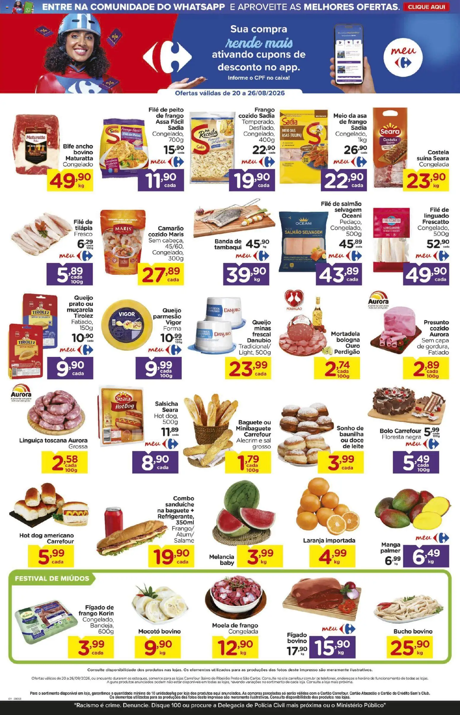 Carrefour Bairro Folheto - válido de 21/08/2026 | Página: 4 | Produtos: Baunilha, Leite, Linguado, Presunto