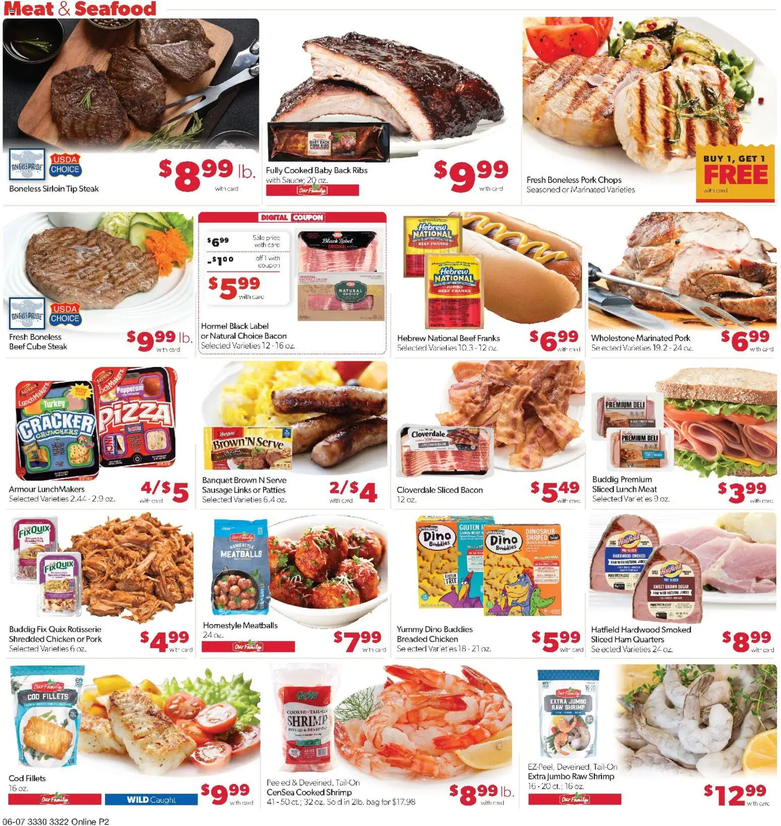 Family Fare Weekly Ad - MN - valid from 07.06.2026 | Page: 6 | Products: Pork, Beef, Sugar, Seafood