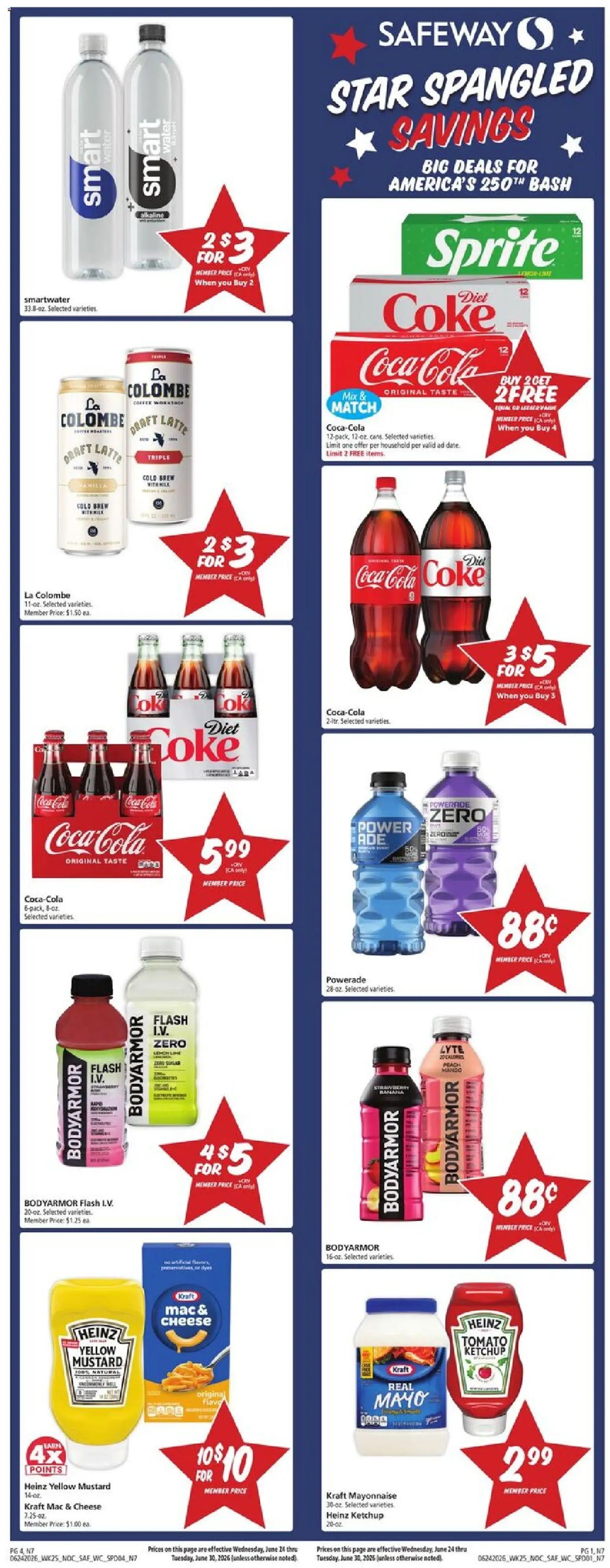 Safeway Weekly Ad - valid from 06/24/2026 | Page: 1 | Products: Water, Mayonnaise, Peach, Date