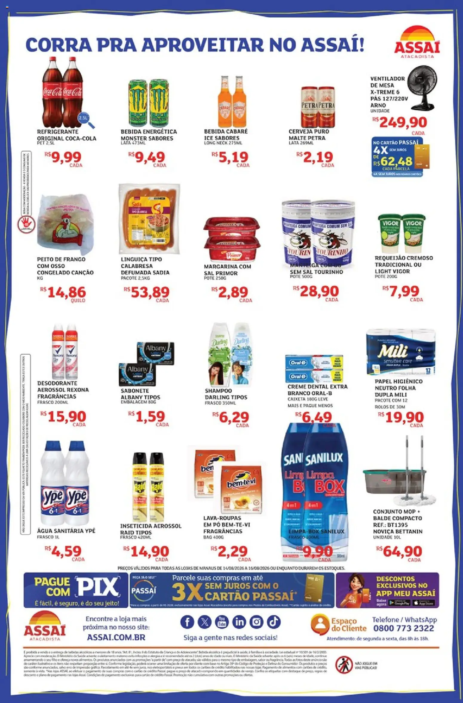 Assaí Atacadista Folheto - válido de 14/08/2026 | Página: 2 | Produtos: Alimentos, Creme, Bebida, Telefone