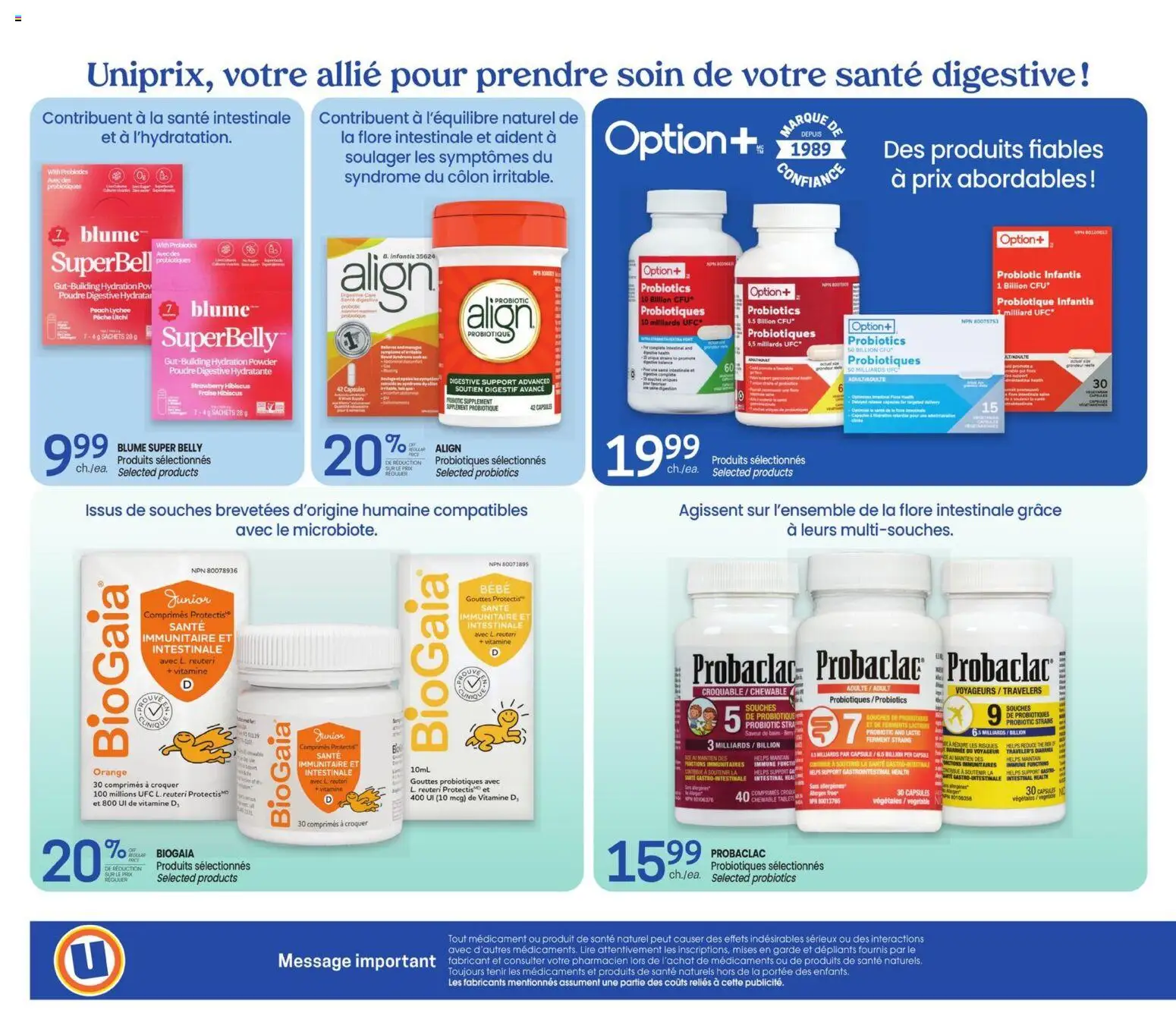 Uniprix flyer valid from Oct 1, 2026 | Page: 2 | Products: Powder, Probiotics, Sachets, Capsules