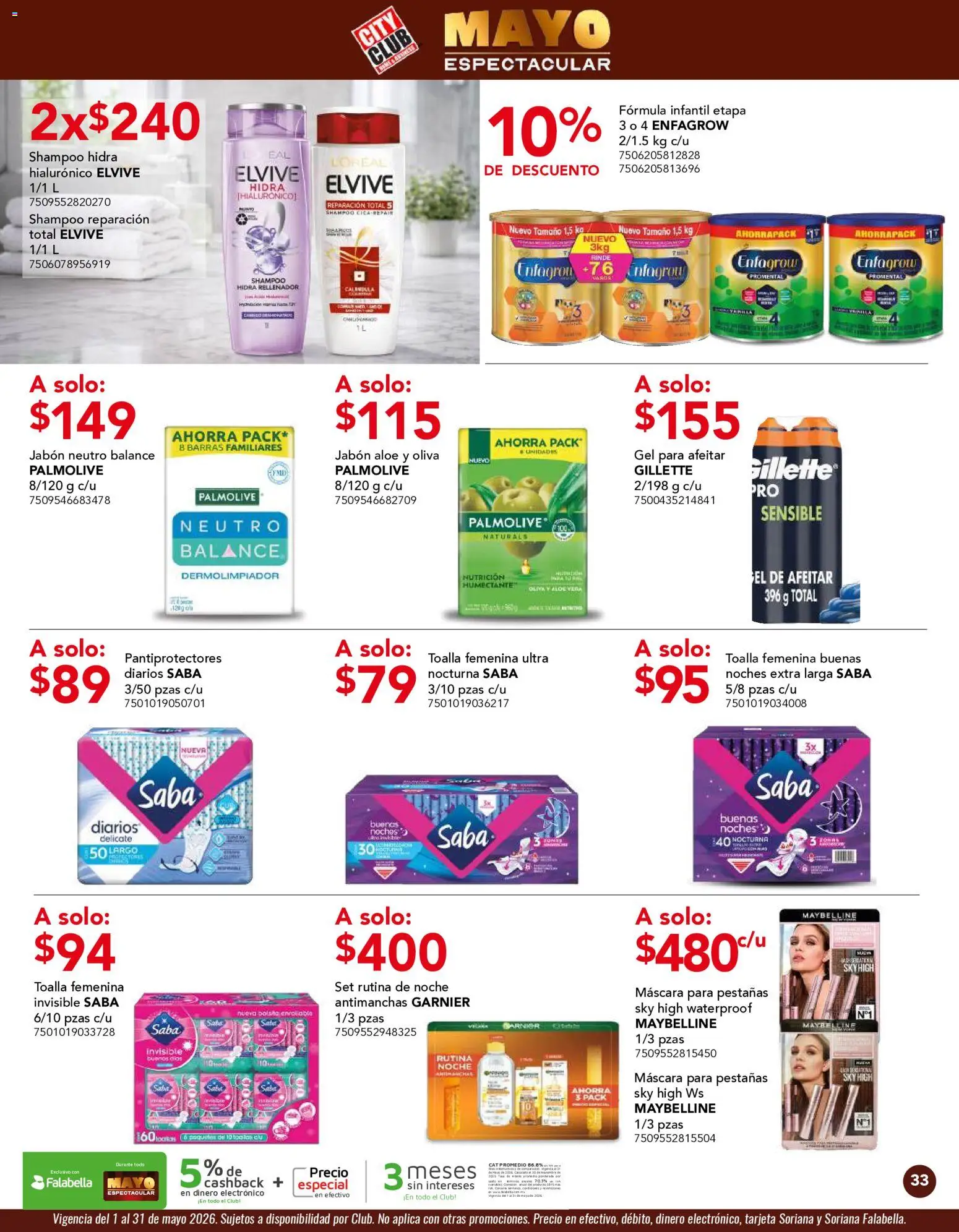 Nuevas ofertas de City Club válidas en toda la República Mexicana desde el 01.05.2026. ¡Encuentra las mejores ofertas en City Club catálogo! | Página: 33 | Productos: Máscara, Toalla, Jabón