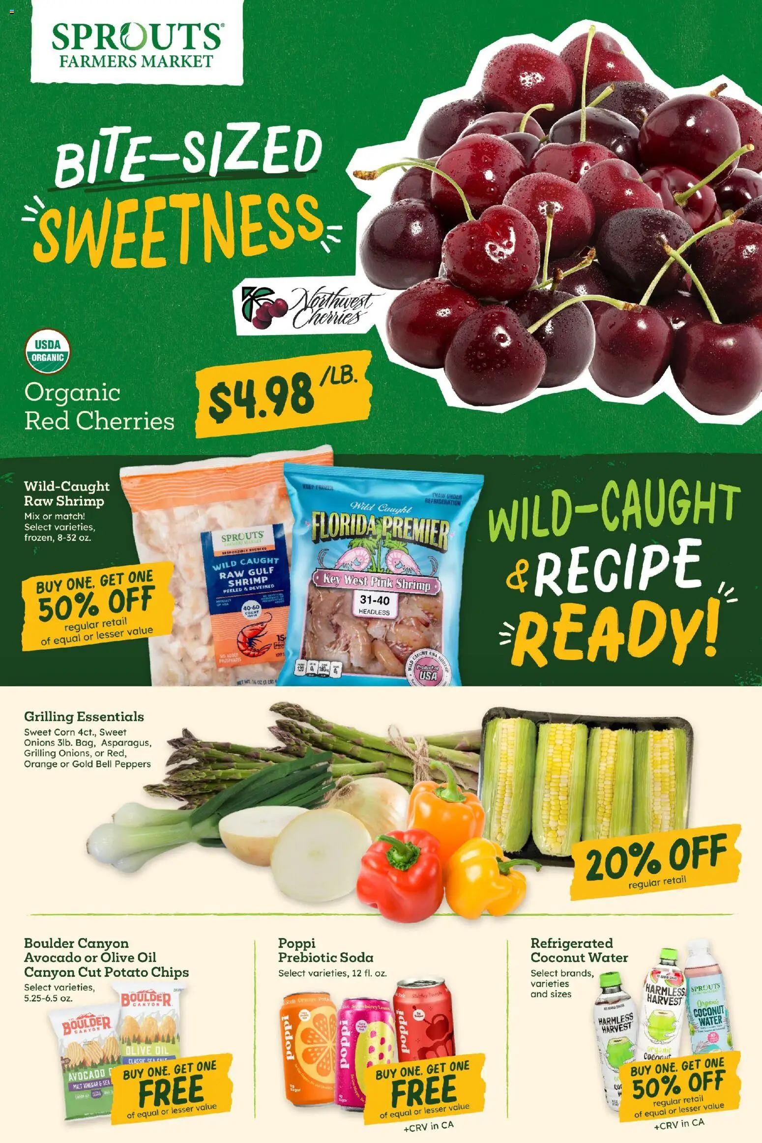 Sprouts Weekly Ad - valid from 07/08/2026 | Page: 1 | Products: Vinegar, Cherries, Chips, Avocado