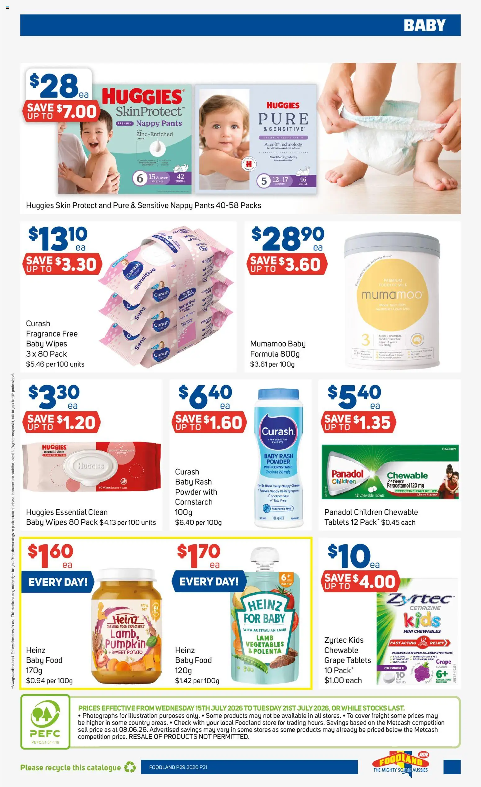 Foodland catalogue - valid from 15/07/2026 | Page: 21 | Products: Milk, Vegetables, Tablets, Pain relief