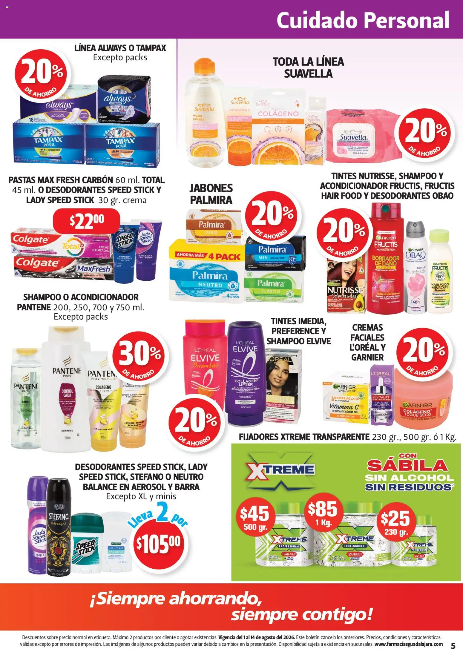 Nuevas ofertas de Farmacia Guadalajara válidas en toda la República Mexicana desde el 01/08/2026. ¡Encuentra las mejores ofertas en Farmacia Guadalajara catálogo! | Página: 5 | Productos: Aguacate, Galletas, Aclarante, Jabón
