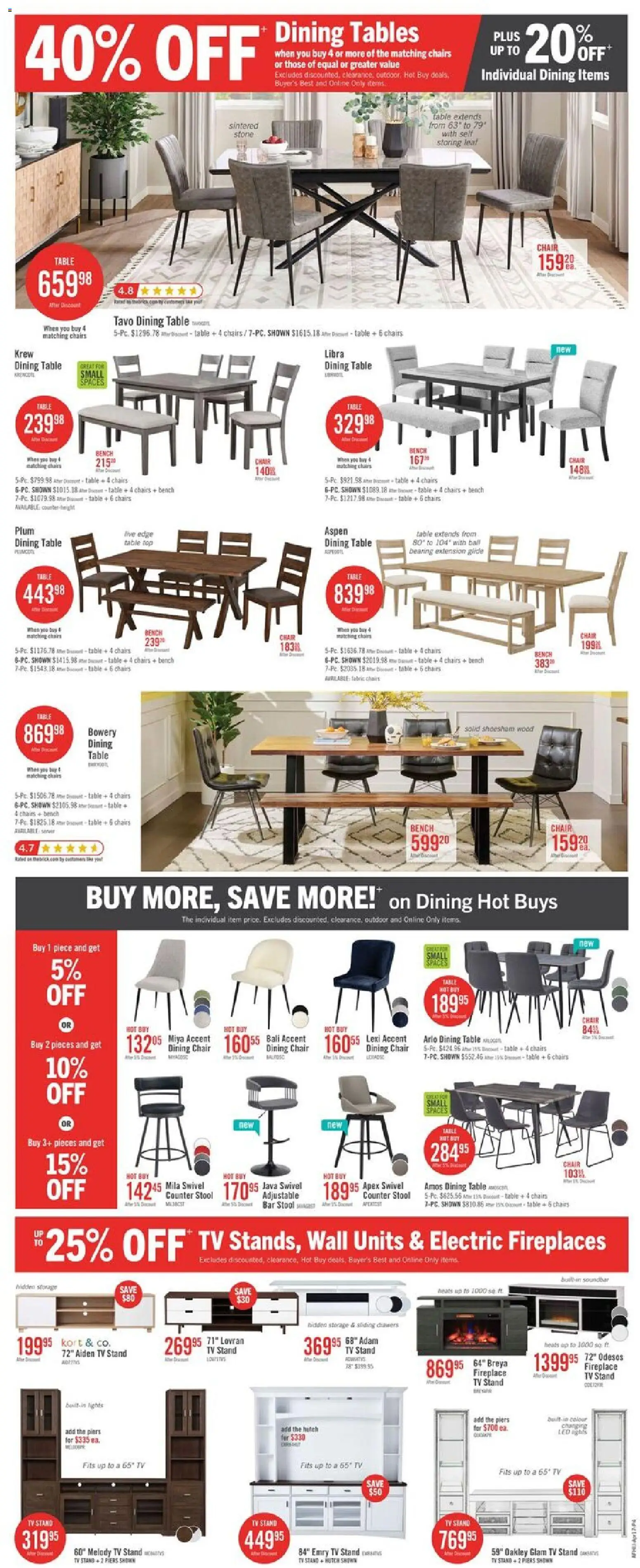 The Brick flyer valid from 17.04.2026 | Page: 6 | Products: Tv, Table, Chair