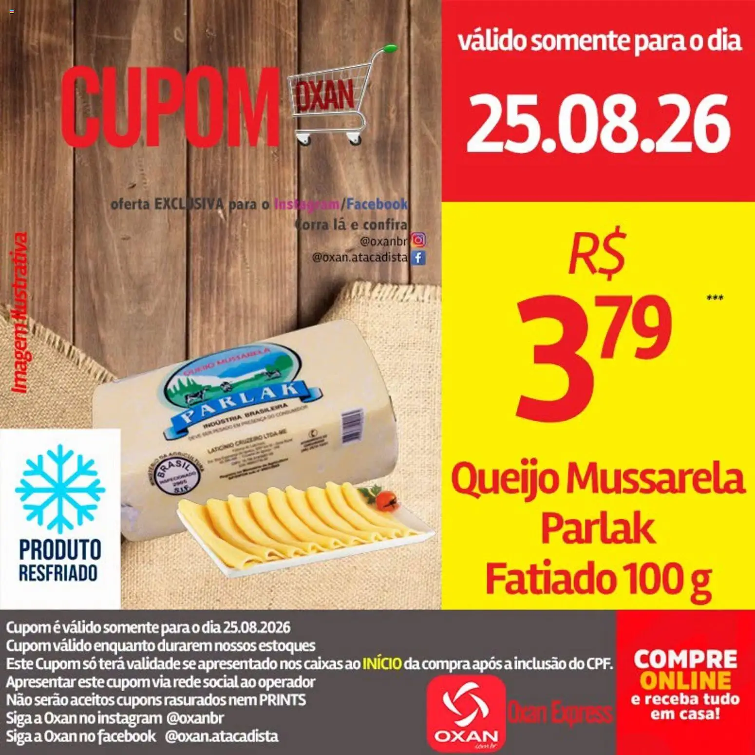 Oxan Atacadista Folheto - válido de 25/08/2026 | Página: 3 | Produtos: Queijo, Mussarela