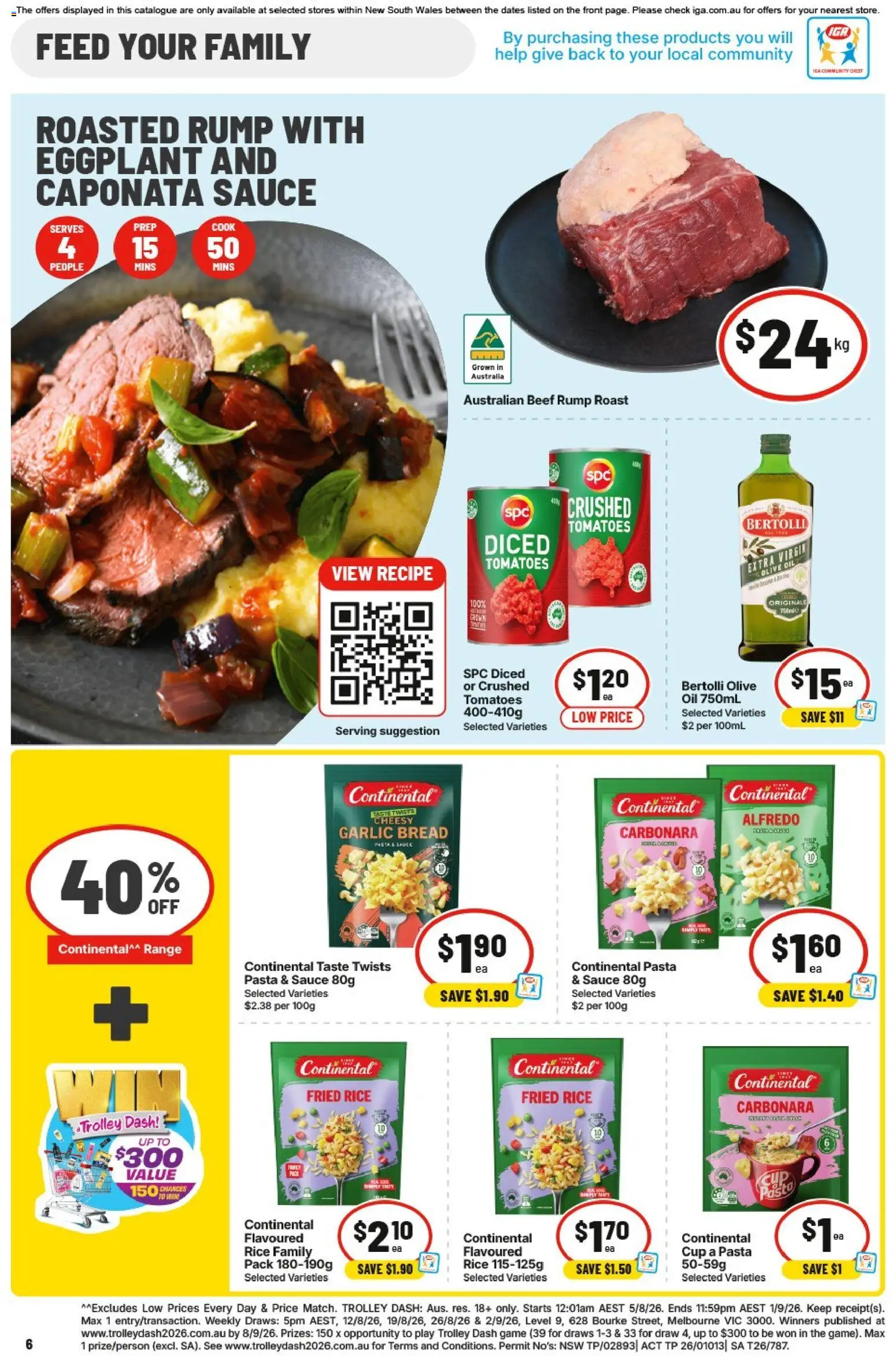 IGA catalogue - valid from 19/08/2026 | Page: 6 | Products: Bread, Tomatoes, Rice, Pasta