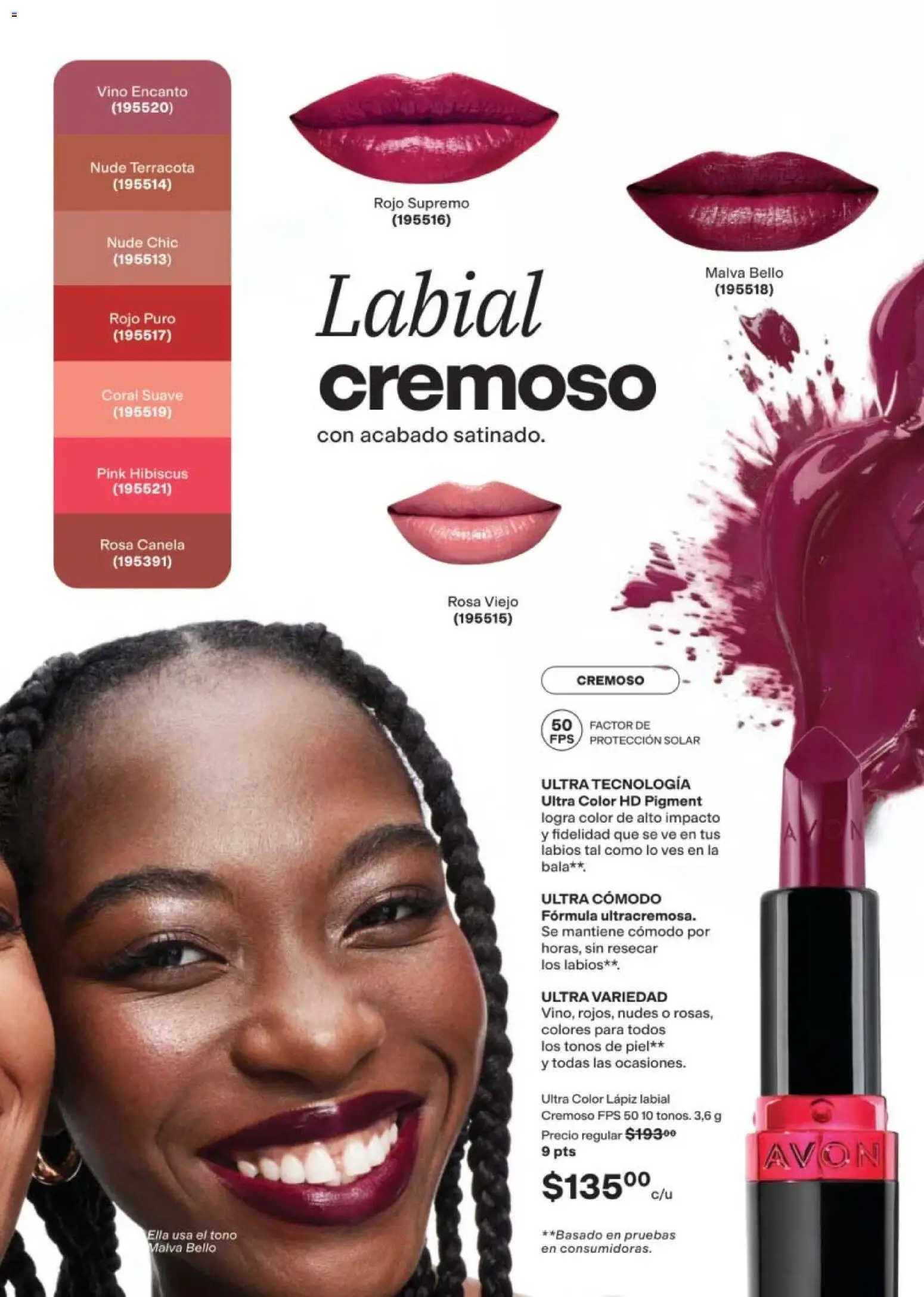 Nuevas ofertas de AVON válidas en toda la República Mexicana desde el 24.04.2026. ¡Encuentra las mejores ofertas en AVON campaña 7 2026! | Página: 45 | Productos: Vino, Lápiz labial