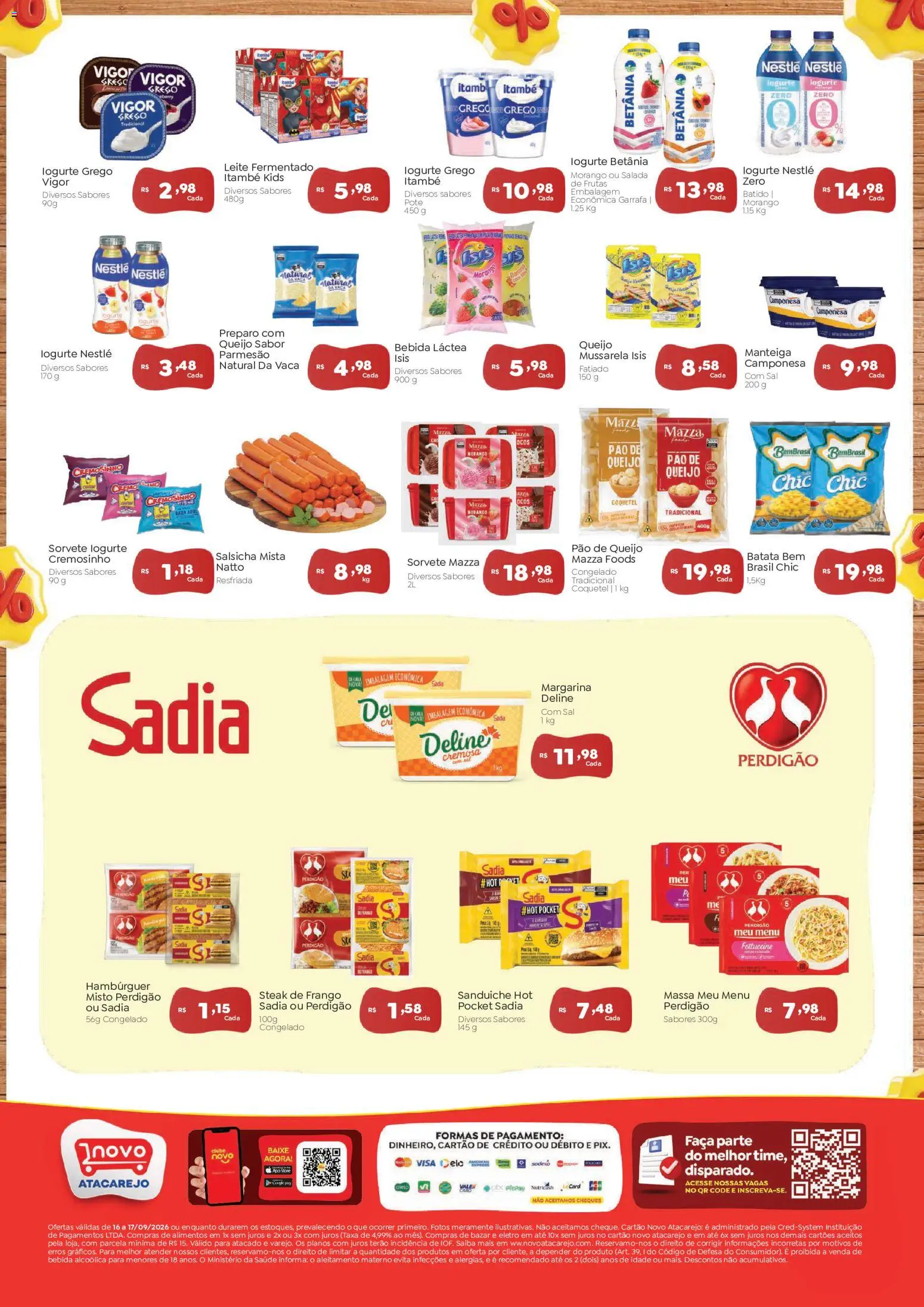 Novo Atacarejo Folheto - válido de 16/09/2026 | Página: 2 | Produtos: Parmesão, Massa, Batata, Frango