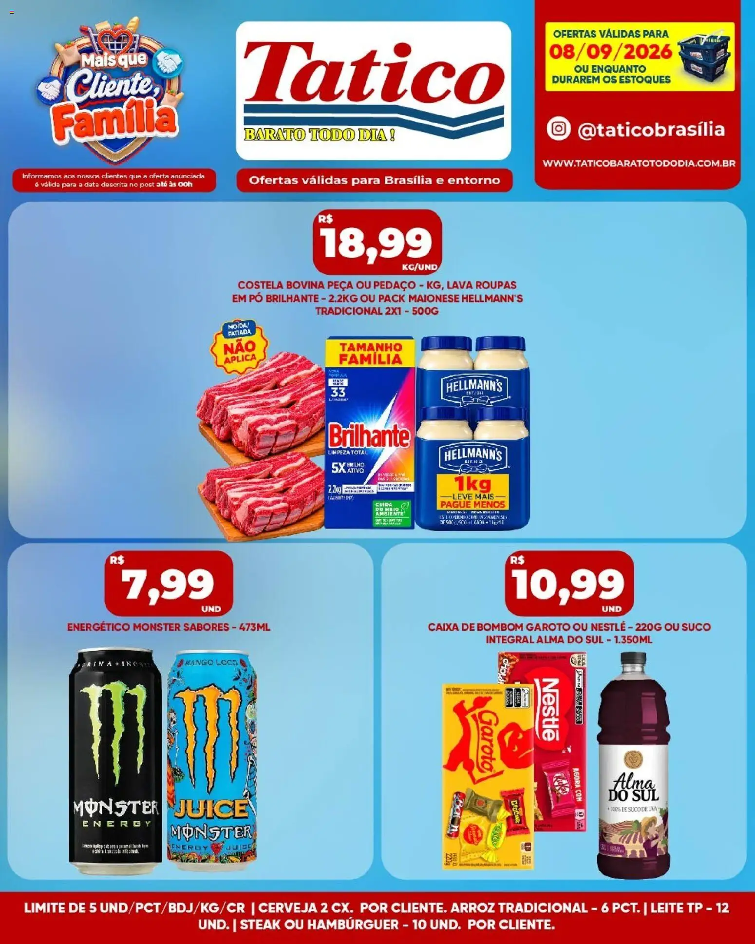 Tatico Folheto - válido de 08/09/2026 | Página: 8 | Produtos: Costela bovina, Caixa, Arroz, Bombom