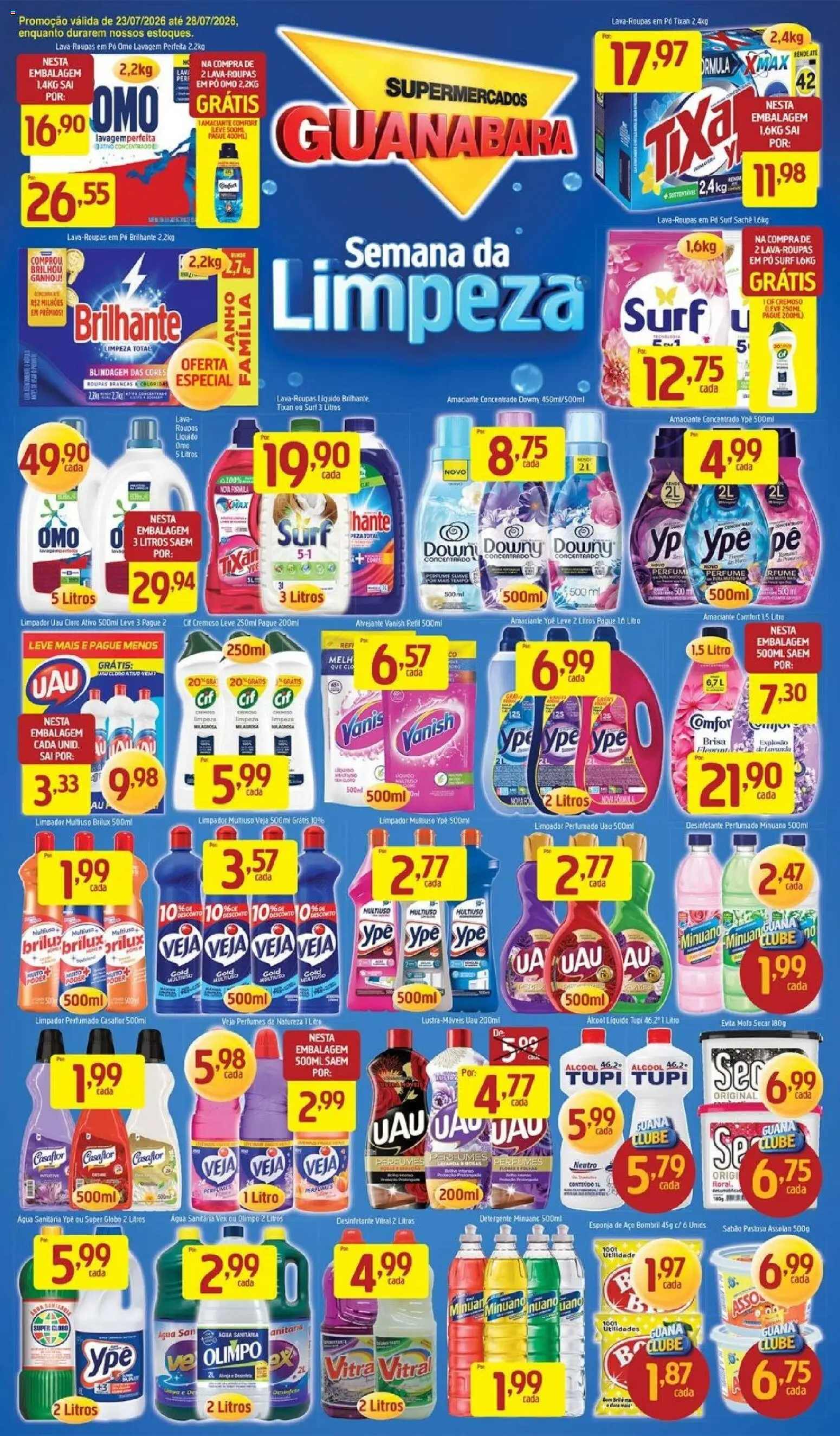 Supermercados Guanabara Folheto - válido de 23/07/2026 | Página: 1 | Produtos: Pó, Vanish, Amaciante, Desinfetante