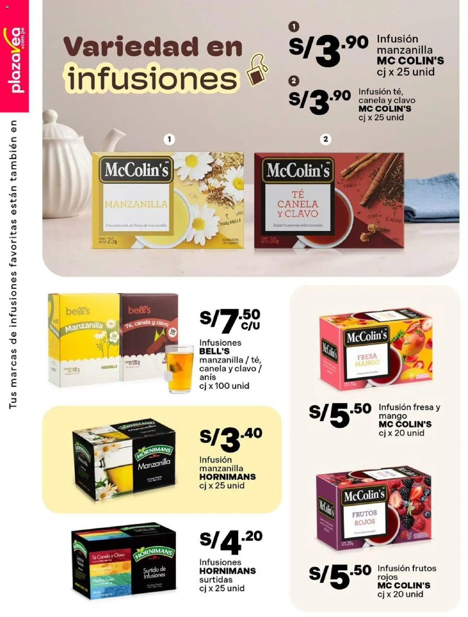 Catálogo Plaza Vea válido desde 17/08/2026 | Página: 5 | Productos: Mango, Té negro, Té, Frutos rojos