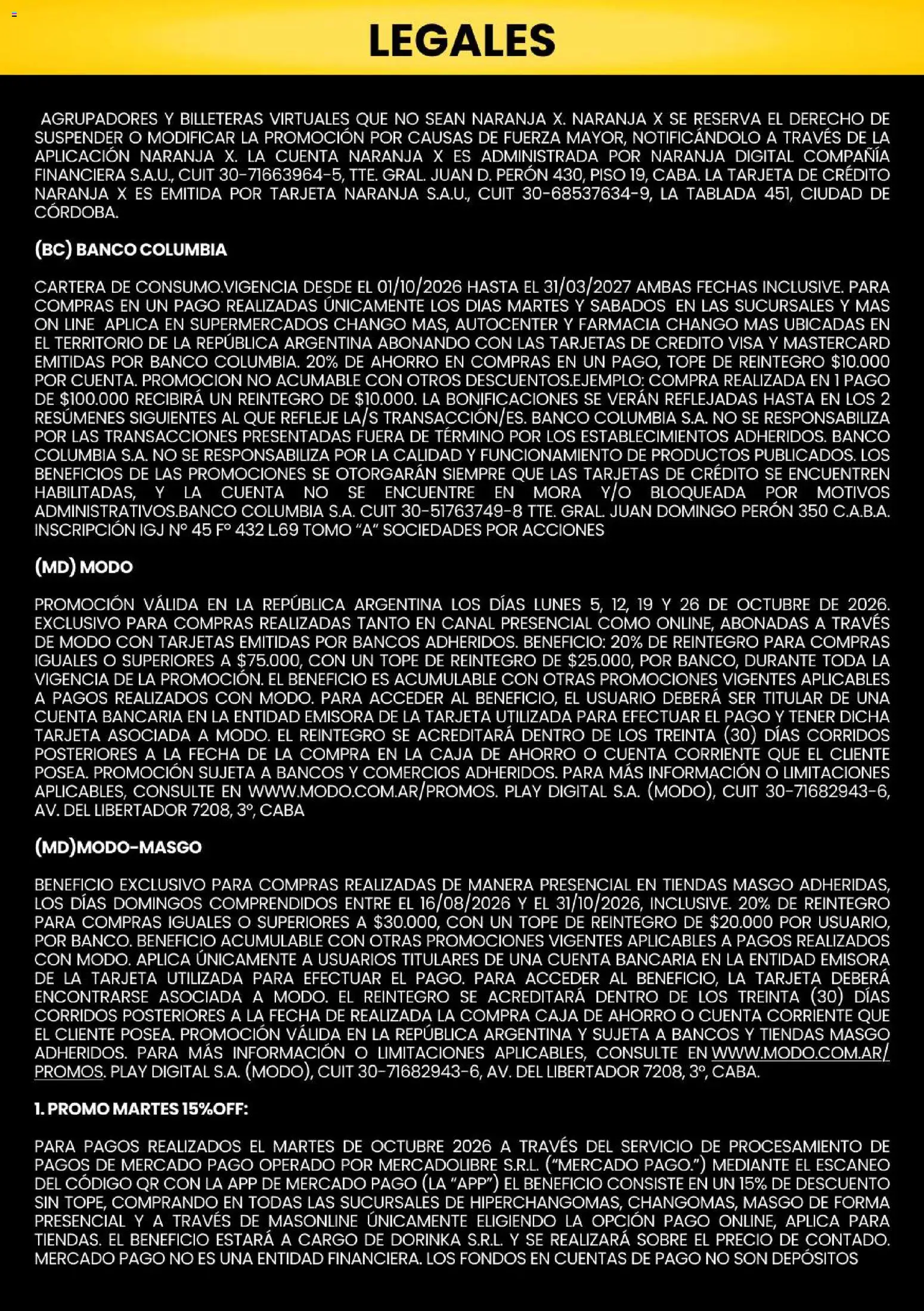 Changomas - Promos con Medios de Pago Octubre 2026 │ válido desde el 01/10/2026 | Página: 10